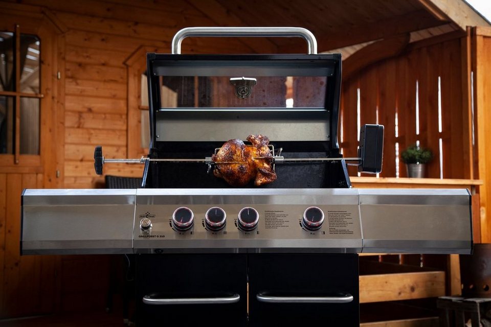 Grillfürst Drehkorb Grillfürst Universal Drehspieß / Rotisserie Set aus  Edelstahl mit Motor