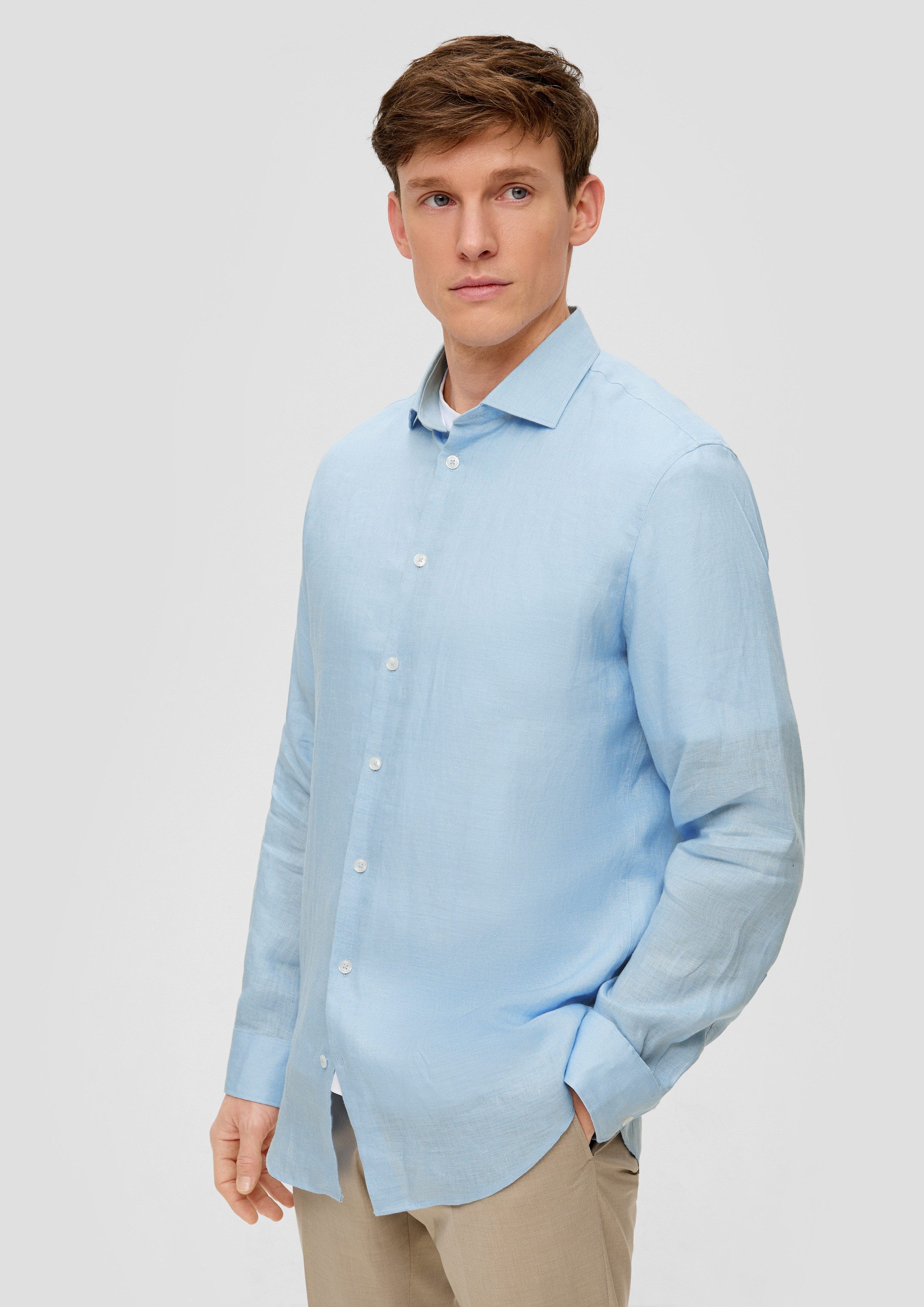 s.Oliver Langarmhemd Hemd Glänzendes Tailored Fit günstig online kaufen
