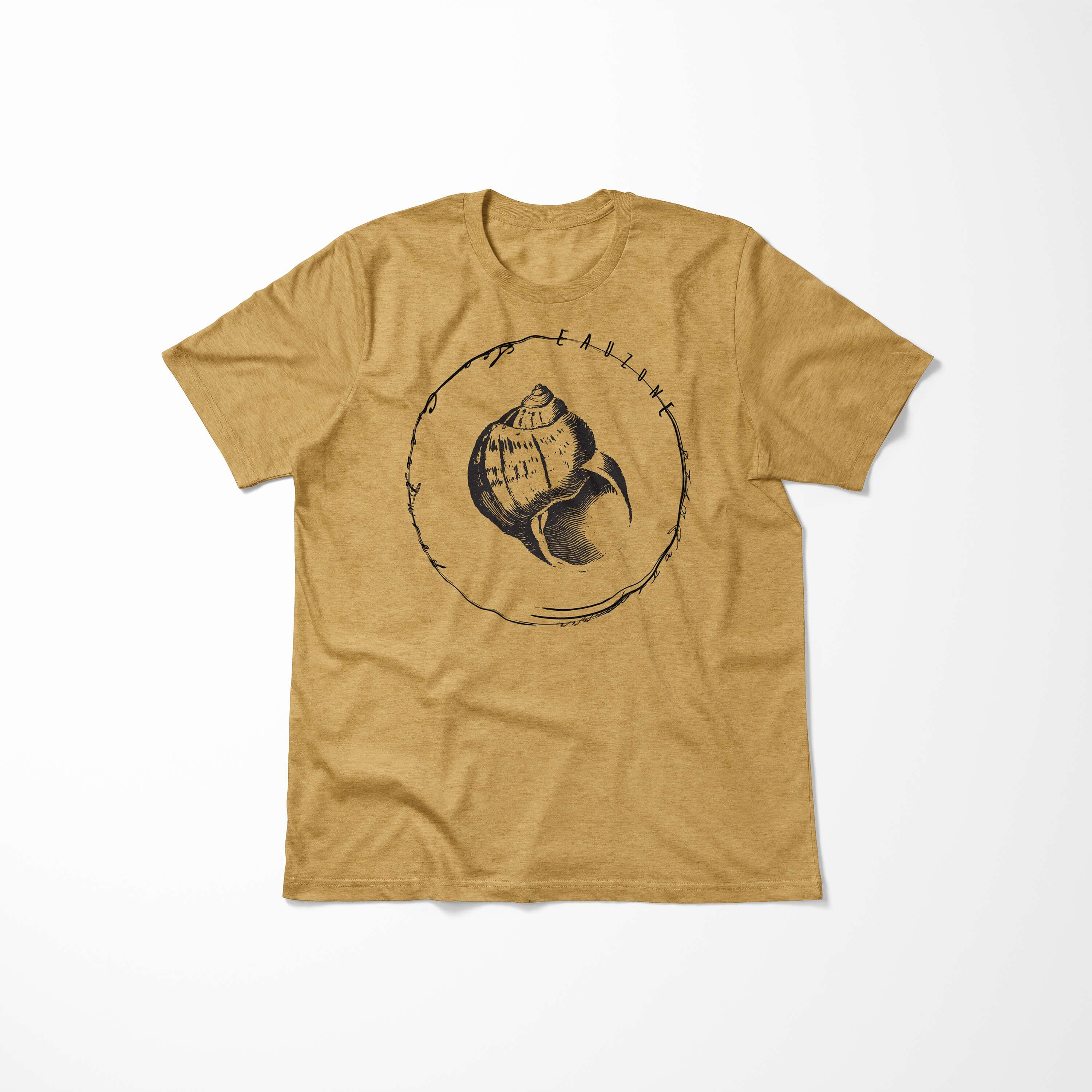 Sinus Art T-Shirt 022 Schnitt Serie: T-Shirt Sea - sportlicher Tiefsee und / Gold Antique Fische feine Struktur Creatures, Sea