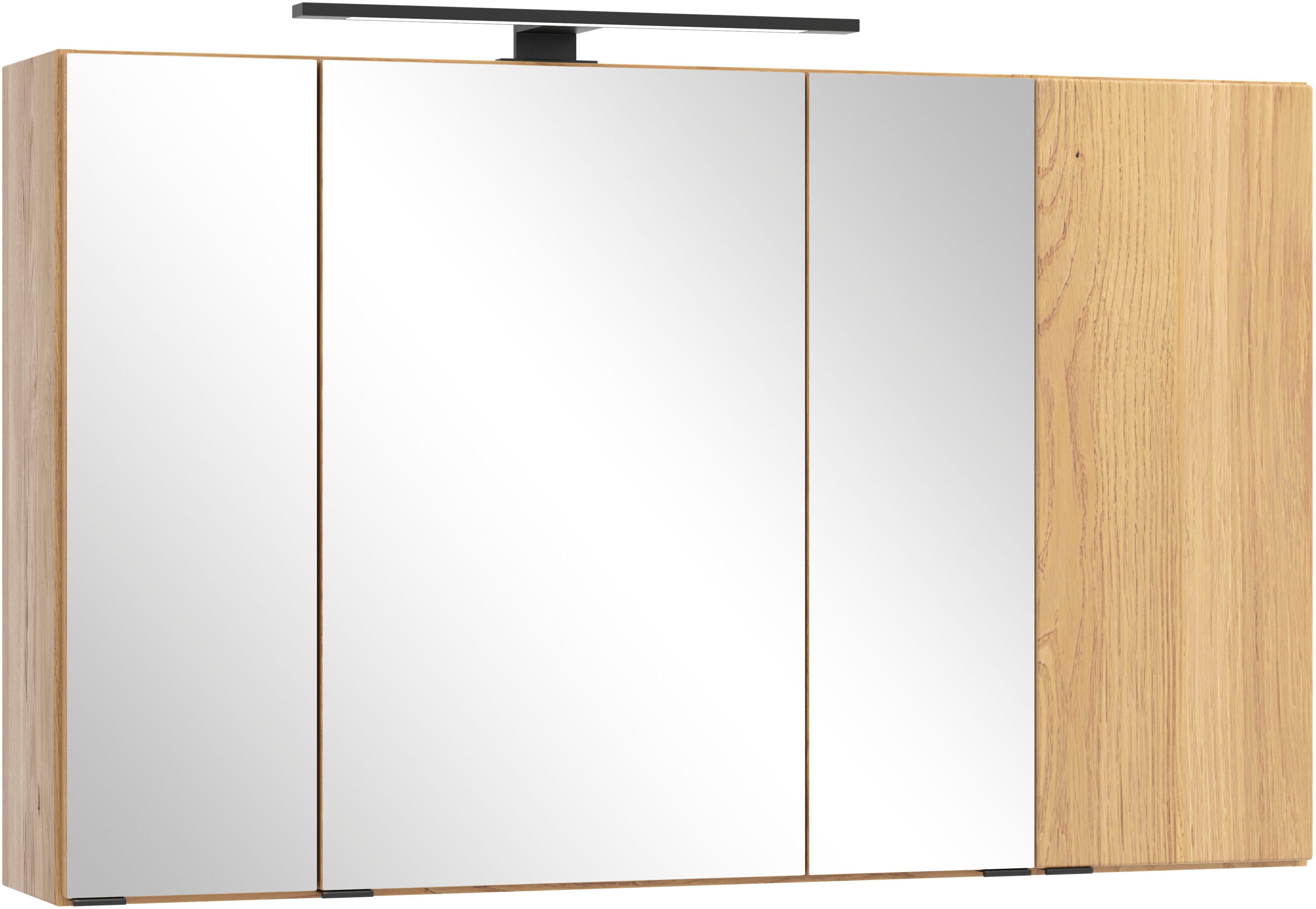 welltime Spiegelschrank MAILAND, gedämpfte Scharniere, LED-Aufbauleuchte (Maße (B/H/T): ca. 105/64/20 cm) Wildeiche, LED-Aufbauleuchte, gedämpfte Scharniere