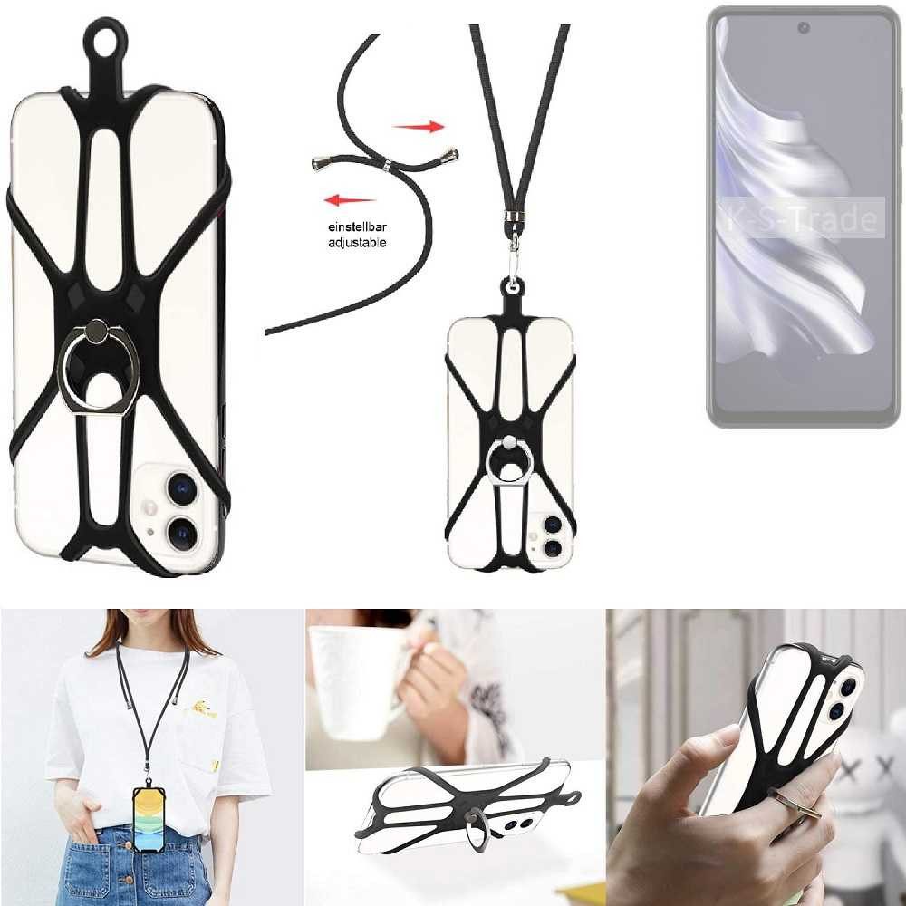 K-S-Trade Handyhülle für Tecno Spark 20 Pro, 3in1 Handykette Handyband Handykordel Halsband Smartphone-Ring