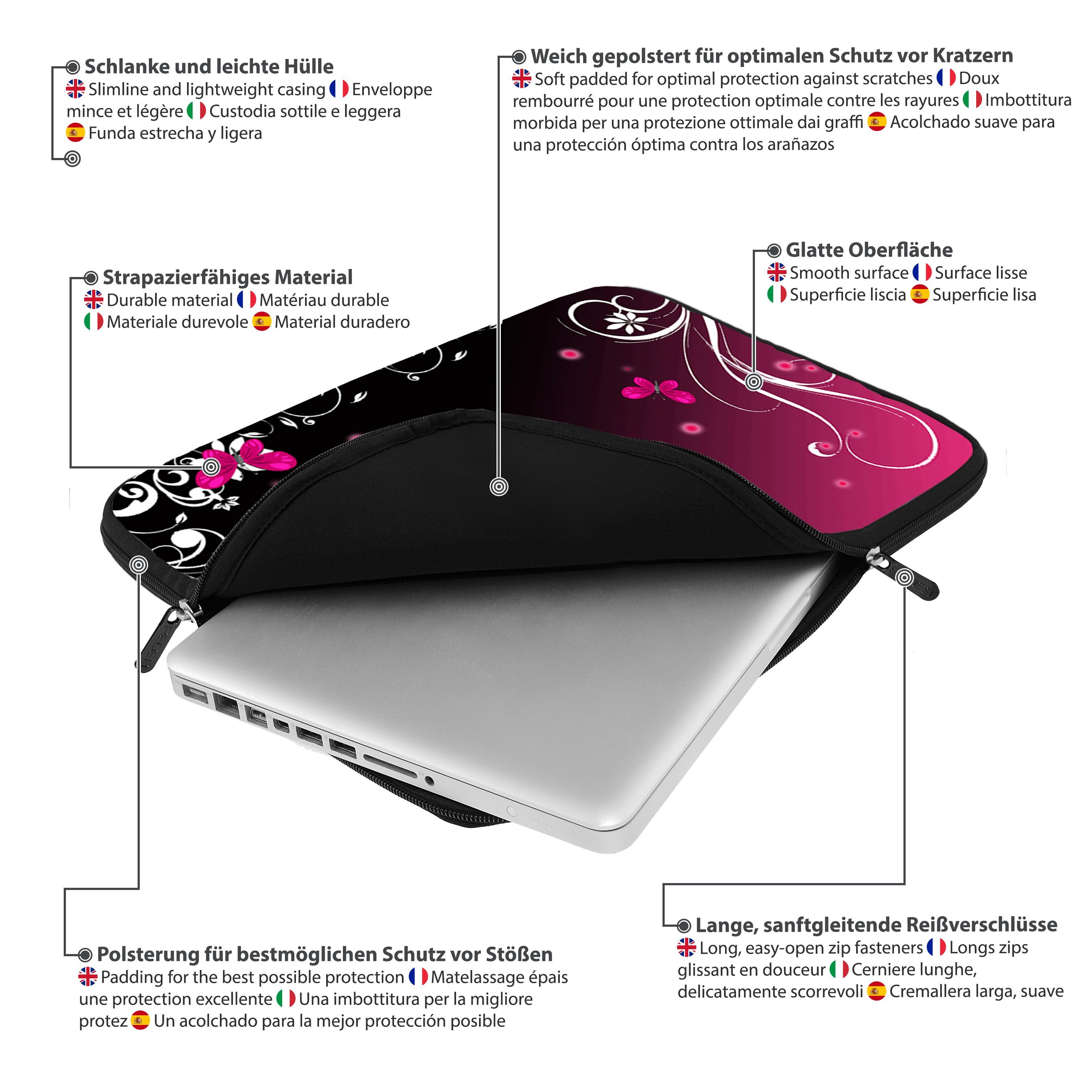 PEDEA Laptop-Hülle Design Schutzhülle mit Motiv 38,1 cm (15 Zoll), praktisch & kompakte Design Schutztasche mit Motiv – Bild 4 von 5