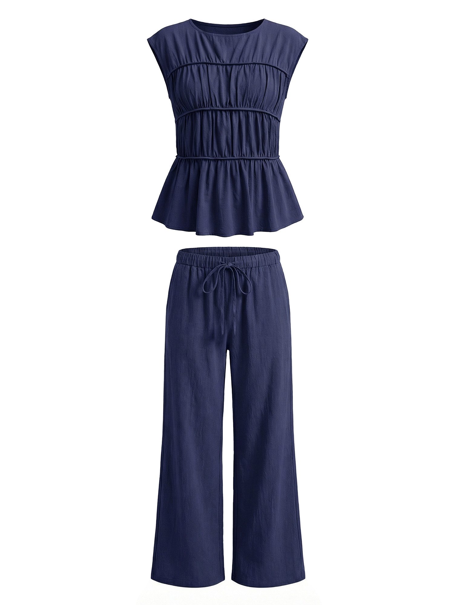 Imily Bela Hausanzug Damen 2-teilige Sets (Set, 2 tlg., Babydoll-Tanktop + Hose mit elastischem Bund) aus Baumwolle