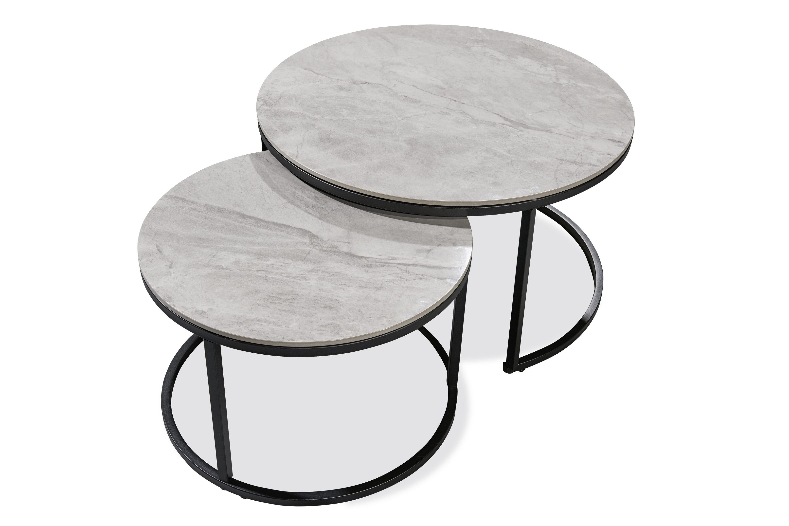 PREISBRECHER Satztisch Gino (2er-Set, 2er Set), (2er-Set) in grau, schwarz, Keramik, Metall - 42x80cm (HxD)