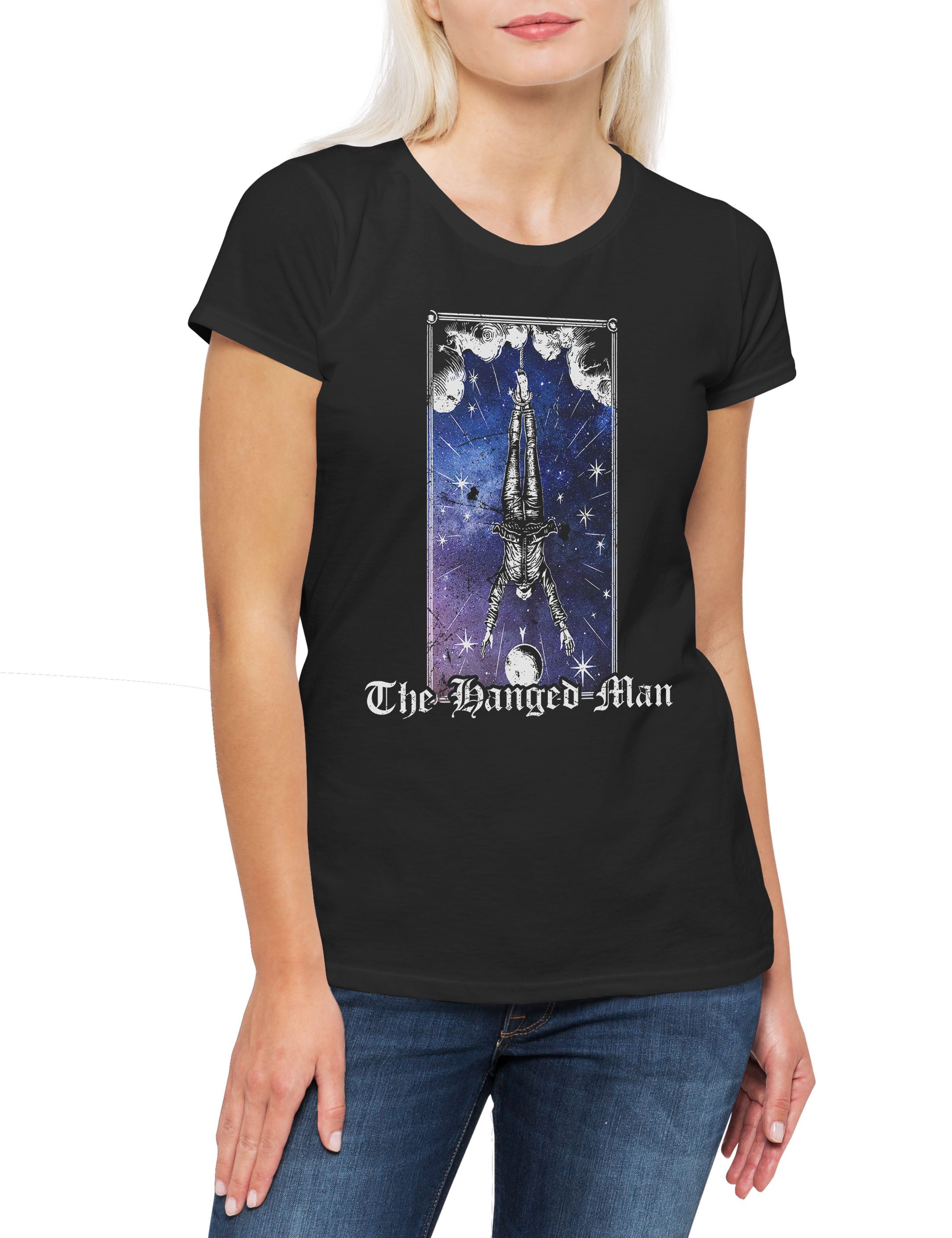 Print-Shirt Tarot B The Hanged Man Damen T-Shirt Set Card Karte Deck Arcana Voodoo