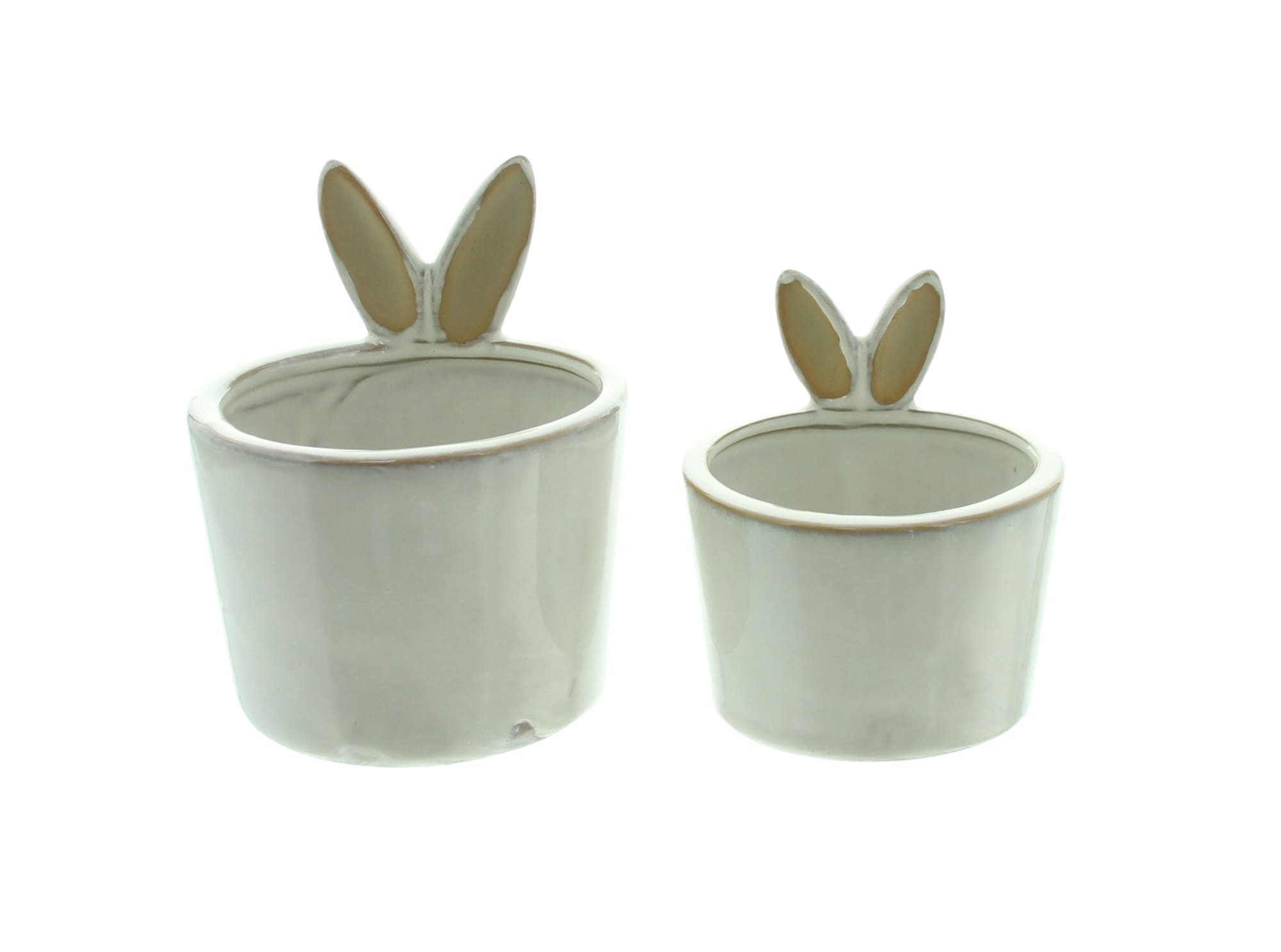 Dekoleidenschaft Blumentopf "Hasenöhrchen" aus Porzellan, Pflanztopf, Übertopf klein, Osterdeko (2 St., im Set), in creme-weiß & beige