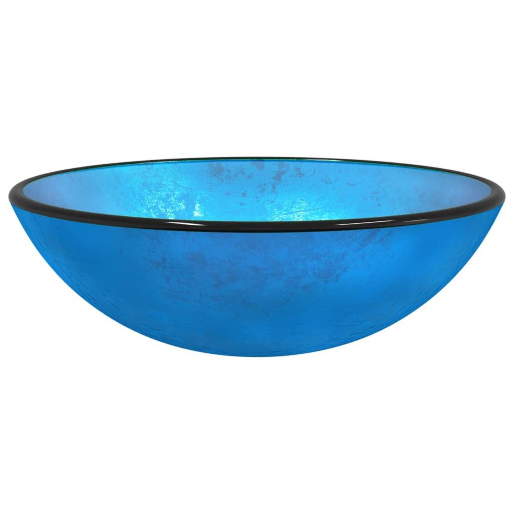 vidaXL Waschbecken Waschbecken Badezimmer Aufsatzwaschbecken Hartglas 42x14 cm Blau