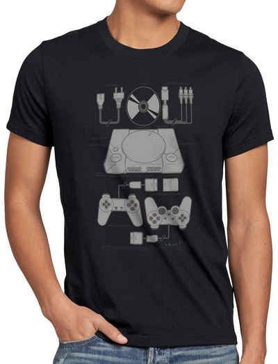 style3 Print-Shirt Herren T-Shirt PS1 Retro Gamer PS gamepad konsole classic psx