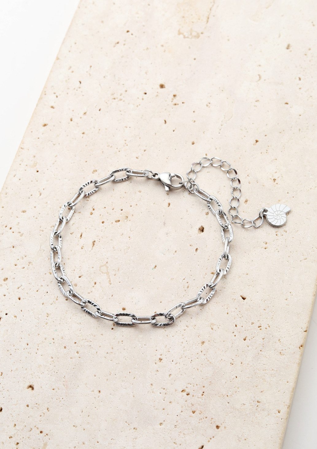 Hey Happiness Gliederarmband Set Edelstahl Strukturiertes Duo, für Damen, 2er Layer Set Glieder und Schlangen Armbänder, wasserfest