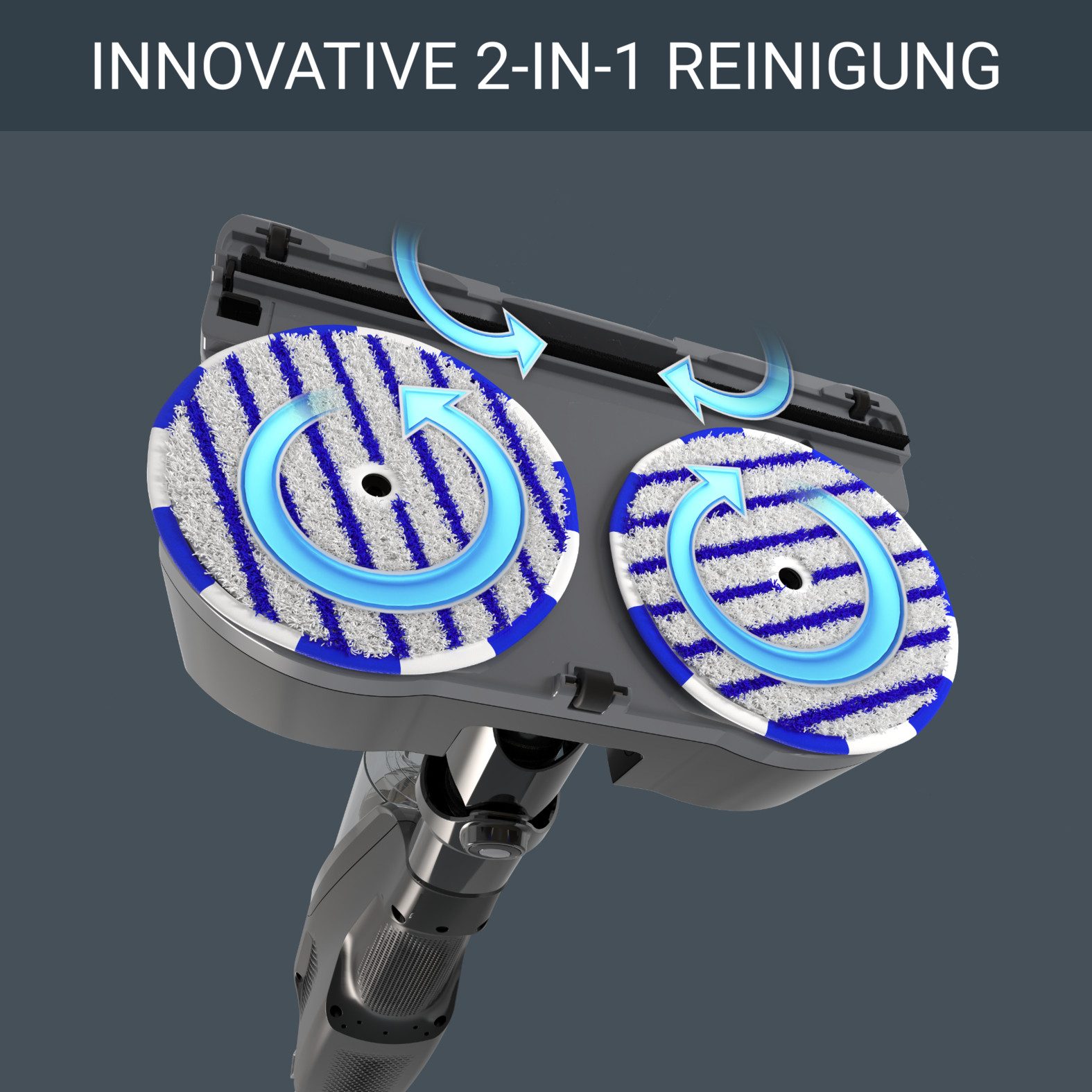 Rowenta Nass-Trocken-Sauger X-Combo, 2-in-1 Staubsaugen und rotierendes Wischen gleichzeitig, 215 W, beutellos, hohe Saugkraft, drei Reinigungsmodi, starker 21,6 V Akku, GZ3038