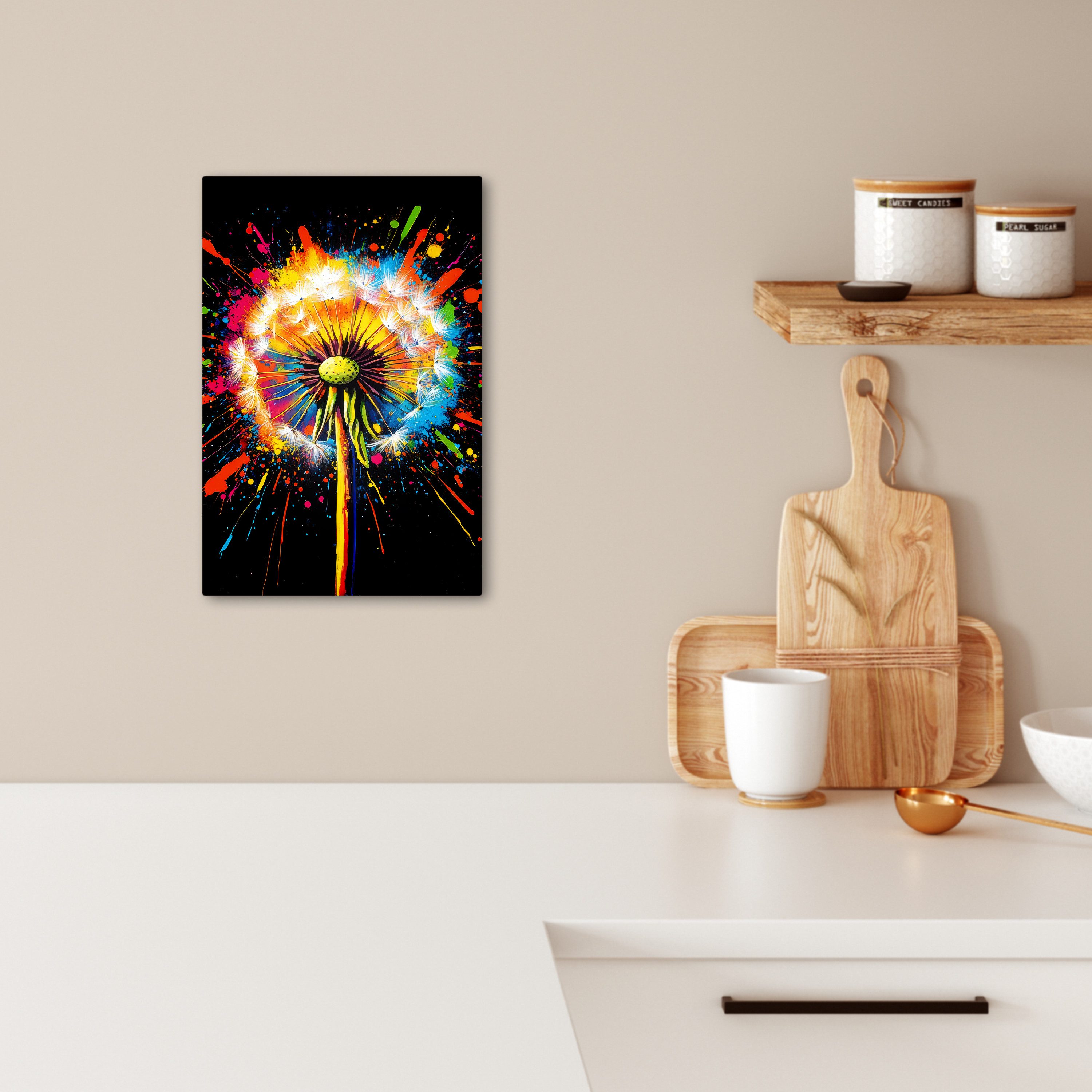 OneMillionCanvasses® Leinwandbild Löwenzahn - Graffiti - Farbenfroh - Blume günstig online kaufen