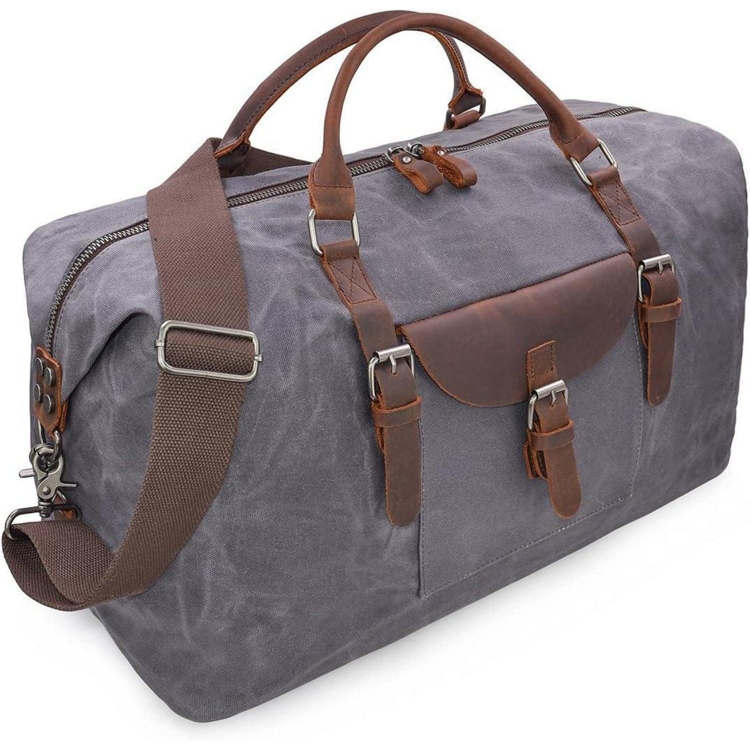 LuxusKollektion Weekender Vintage Herren Leder Reisetasche Canvas Weekender groß Handgepäck