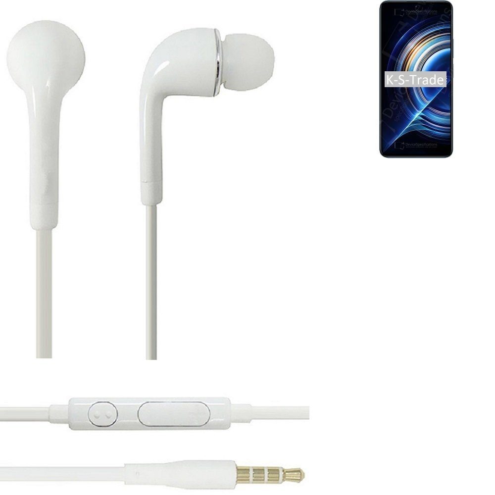 K-S-Trade für Xiaomi Redmi K50 In-Ear-Kopfhörer (Kopfhörer Headset mit Mikrofon u Lautstärkeregler weiß 3,5mm)