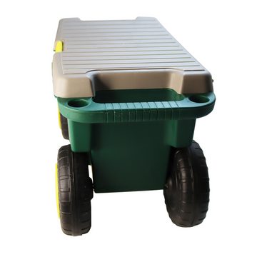 TOPCENT Rollwagen Fahrbarer Gartensitz, Gartenwagen mit Staufach - 80 kg 55x26x29cm