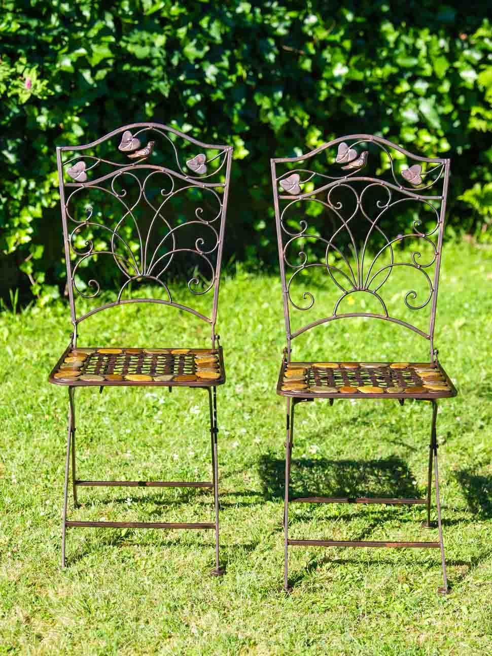 Aubaho Gartenstuhl »2x Gartenstuhl Paar Stuhl Bistrostuhl Schmiedeeisen