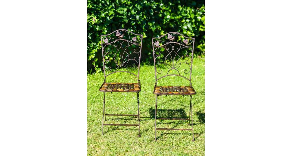 Aubaho Gartenstuhl »2x Gartenstuhl Paar Stuhl Bistrostuhl Schmiedeeisen