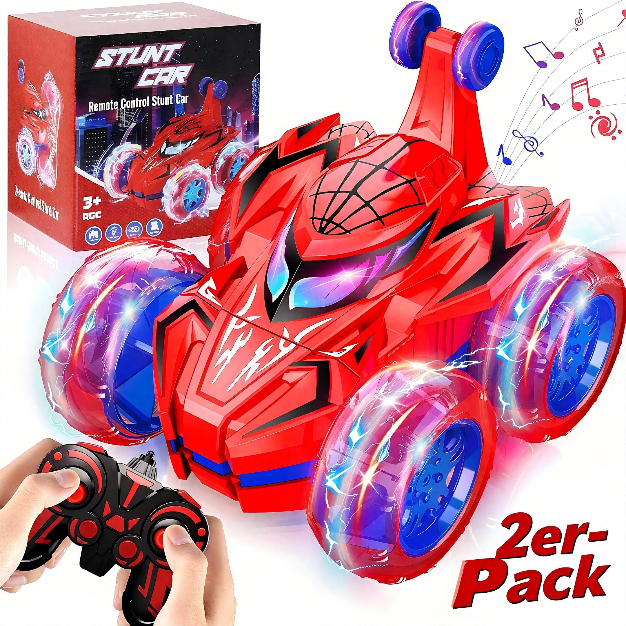 POPOLIC RC-Auto Ferngesteuertes Auto RC Auto Spider Spielzeug ab 3+ Jahre Junge (2-tlg., Indoor Outdoor Spielzeug Kinder Weihnachten Geschenke), Spinnenauto Remote Control Stunt Car