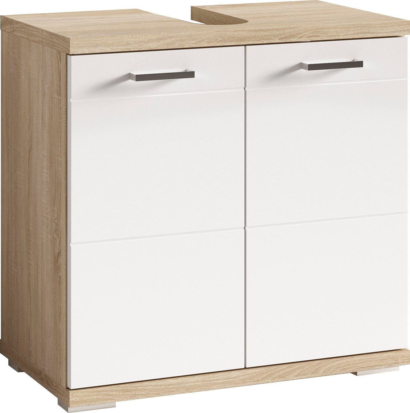 byLIVING Waschbeckenunterschrank Nebraska Breite 60 cm, mit Hochglanzlackierung und verchromten Metallgriffen