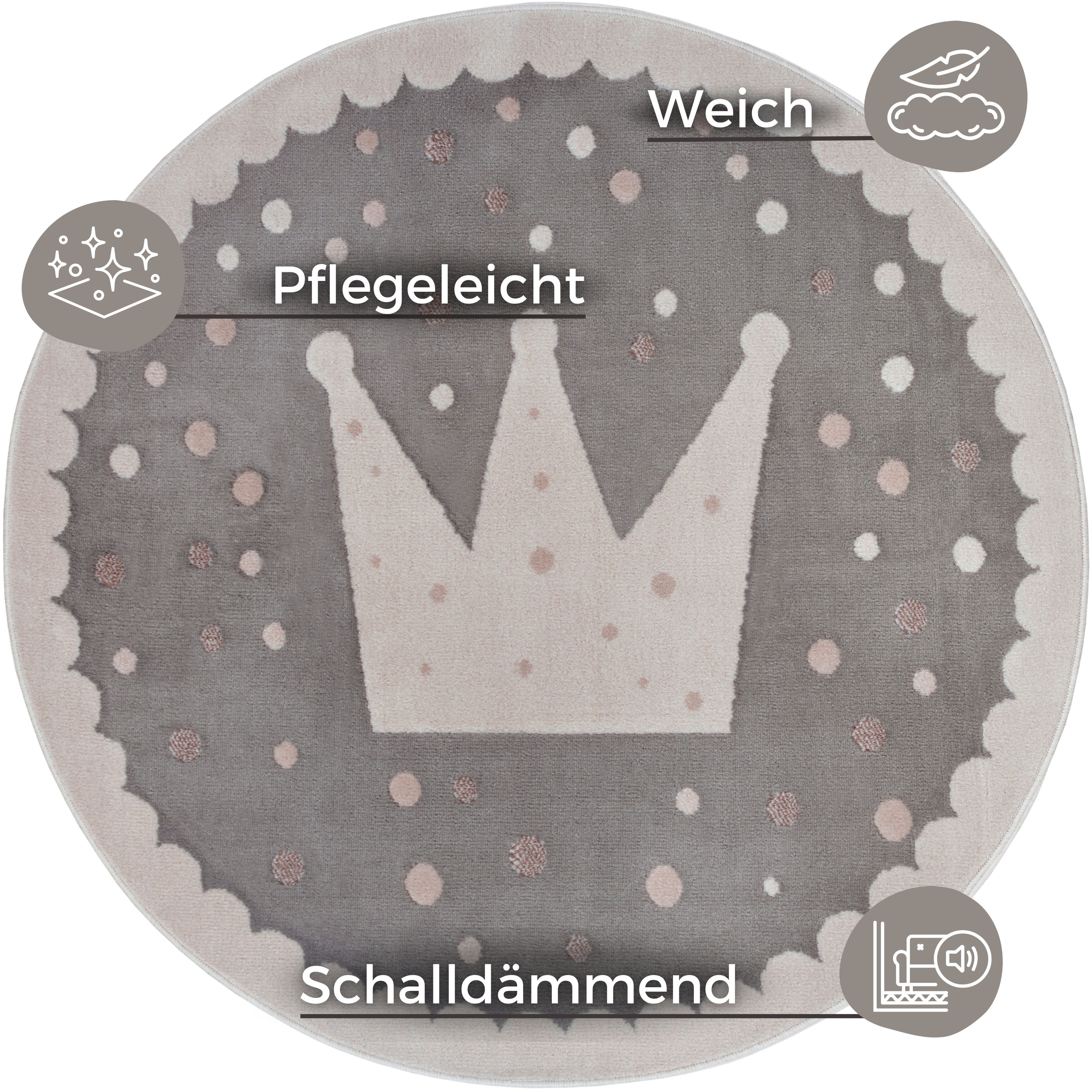 HANSE Home Kinderteppich Adventures Crown, rund, günstig online kaufen