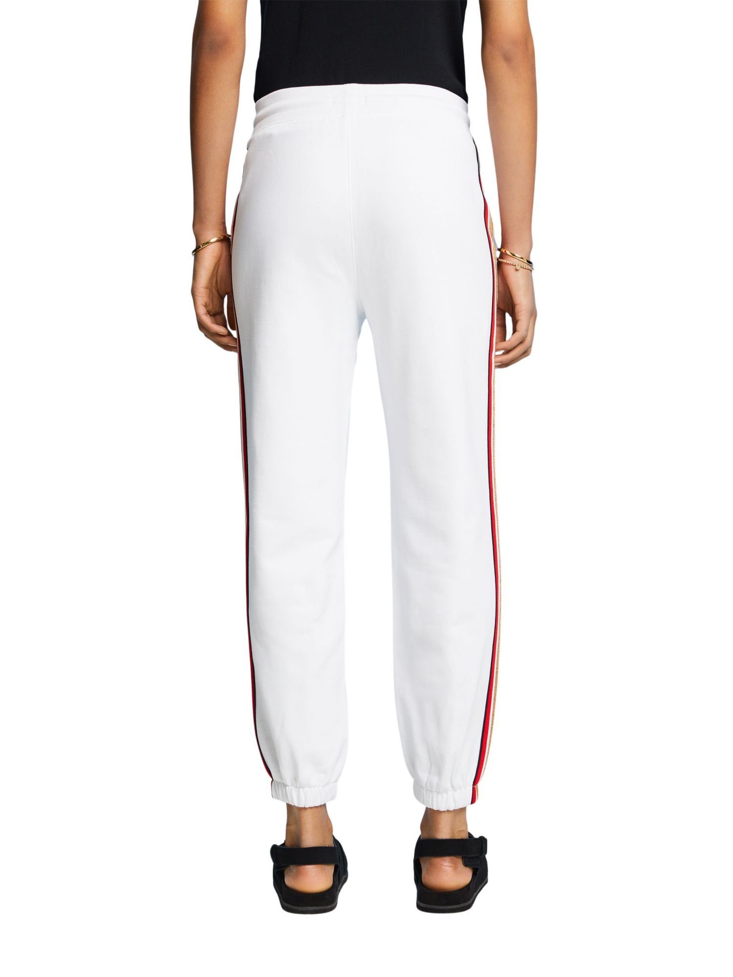 Pants Esprit Gestreifte WHITE Baumwolle Trackpants aus Jogger