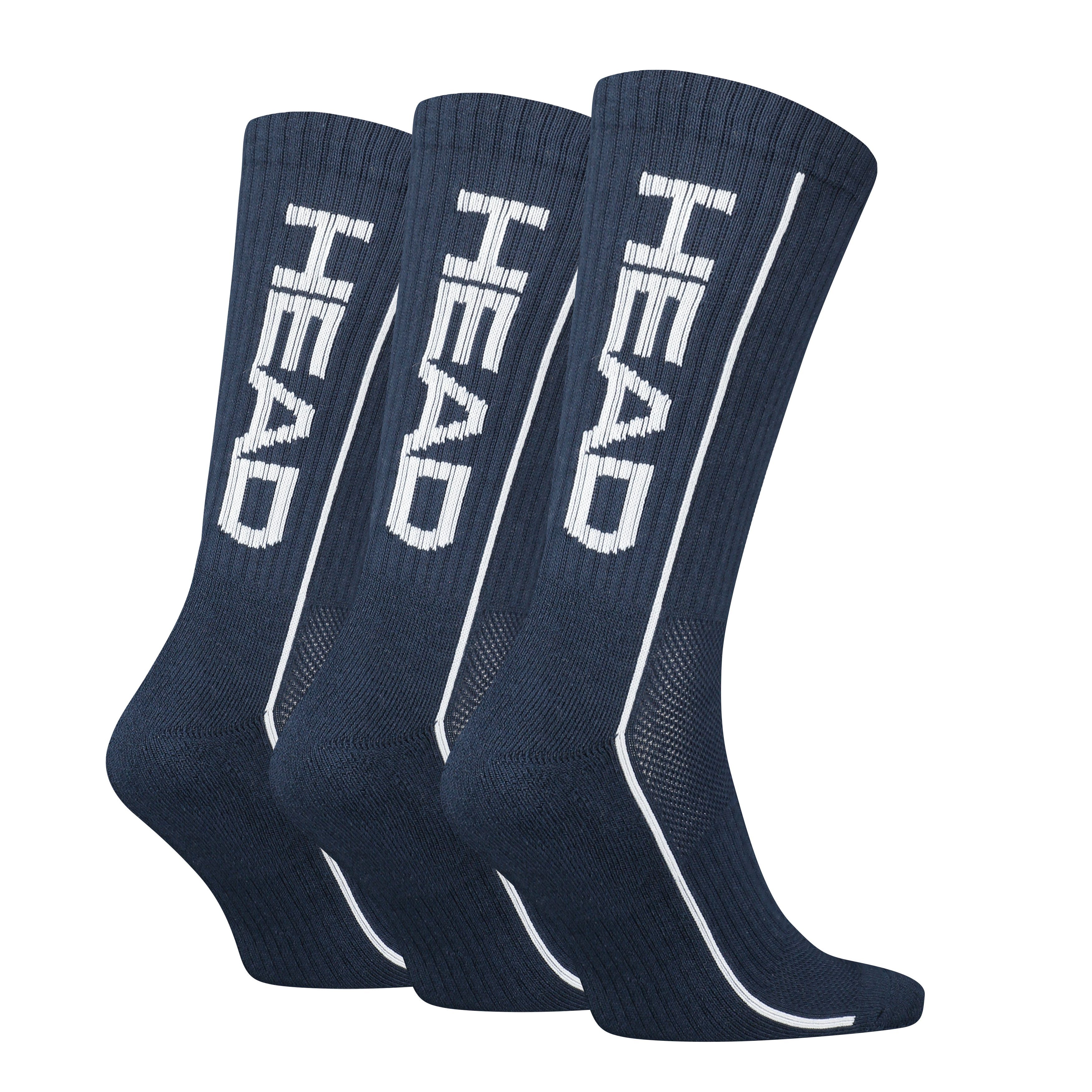 Polsterung Paar) Head unisex Sportsocken (9 Pack im Head 9er Performance Socken Navy Freizeitsocken Fußbereich
