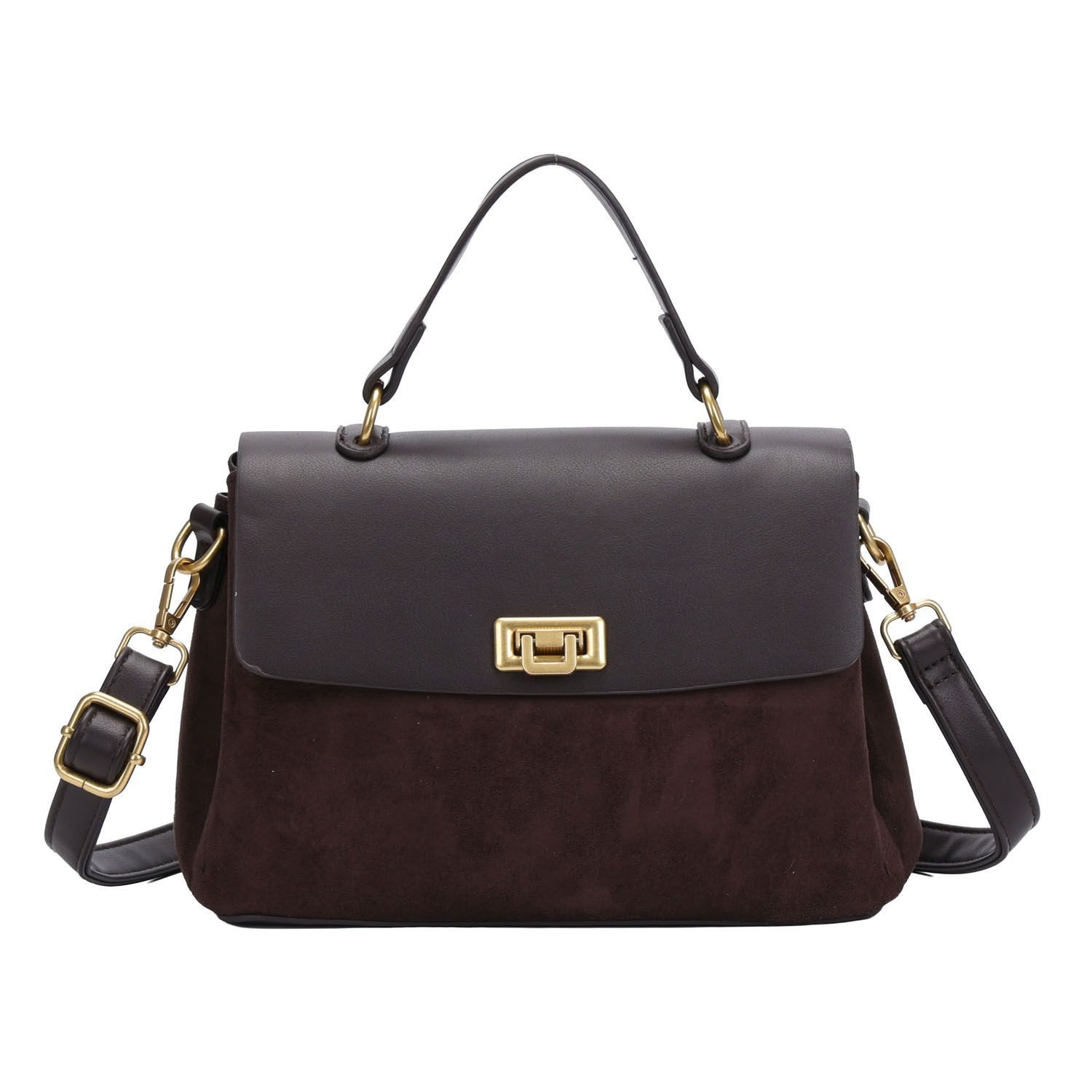 ITALYSHOP24 Schultertasche DAMEN TASCHE MINI Shopper Bodybag Umhängetasche Samt Henkeltasche (Spar-Set:Tasche mit Gurt, Überschlag mit Drehverschluss, 2-tlg., mit Henkel & Schultergurt), Crossbag Wildleder-Optik Freizeit Abend Crossover Handtasche City Bag