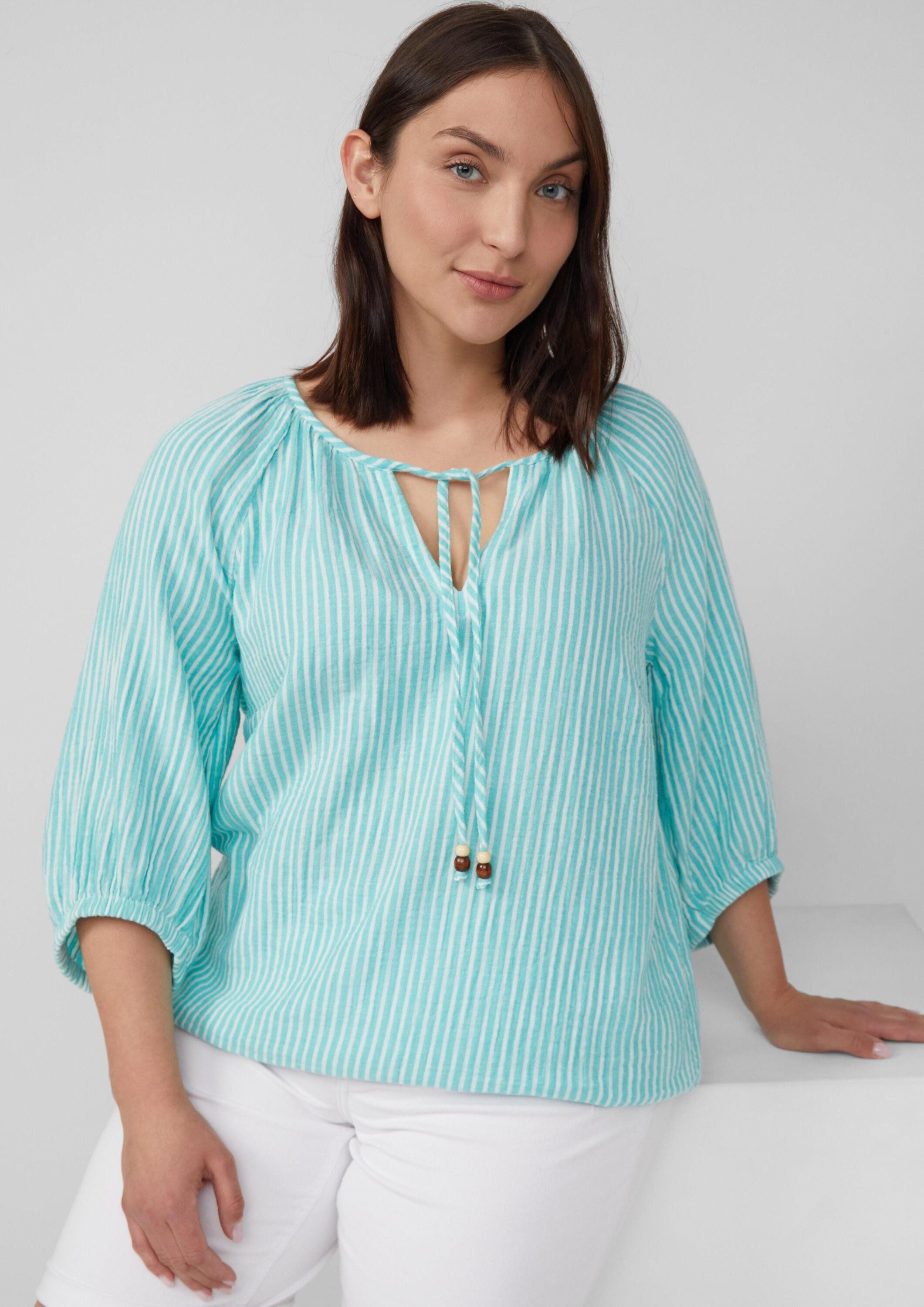 s.Oliver Kurzarmbluse Bluse Musselin-Bluse mit Raglanärmeln und Raffung günstig online kaufen