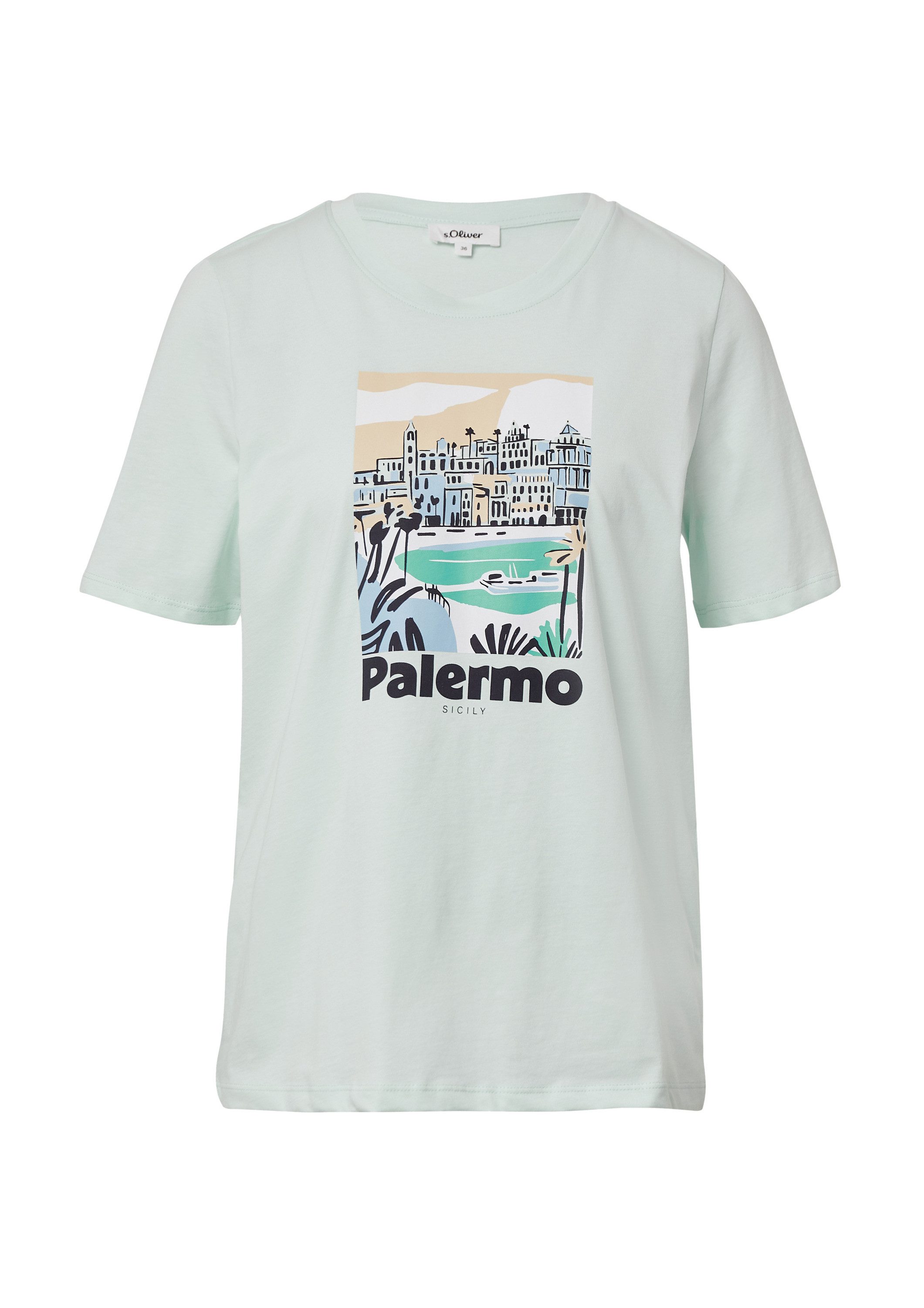 s.Oliver Kurzarmshirt T-Shirt T-Shirt mit Frontprint günstig online kaufen