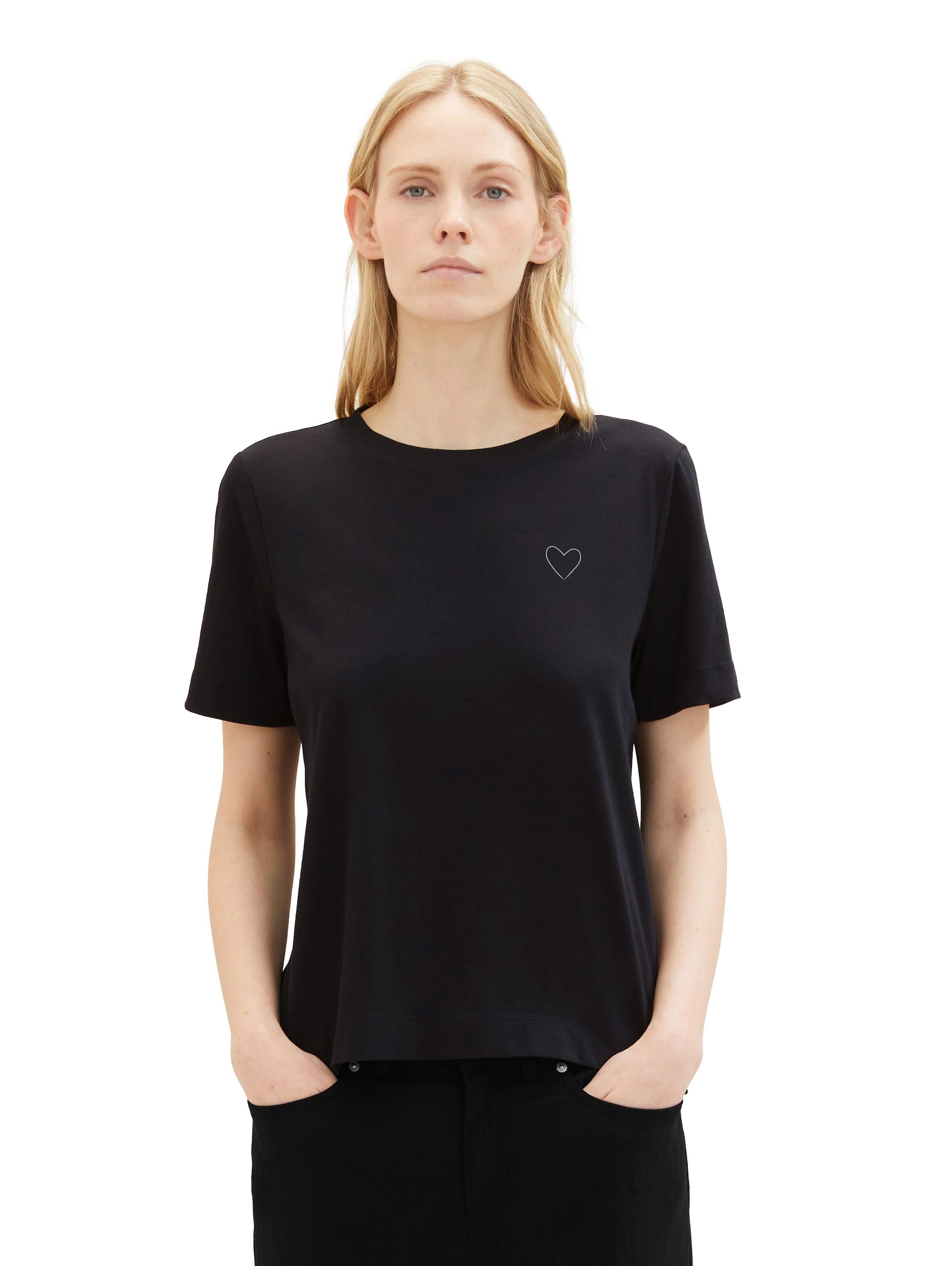 TOM TAILOR Rundhalsshirt mit Herzmotiv als günstig online kaufen