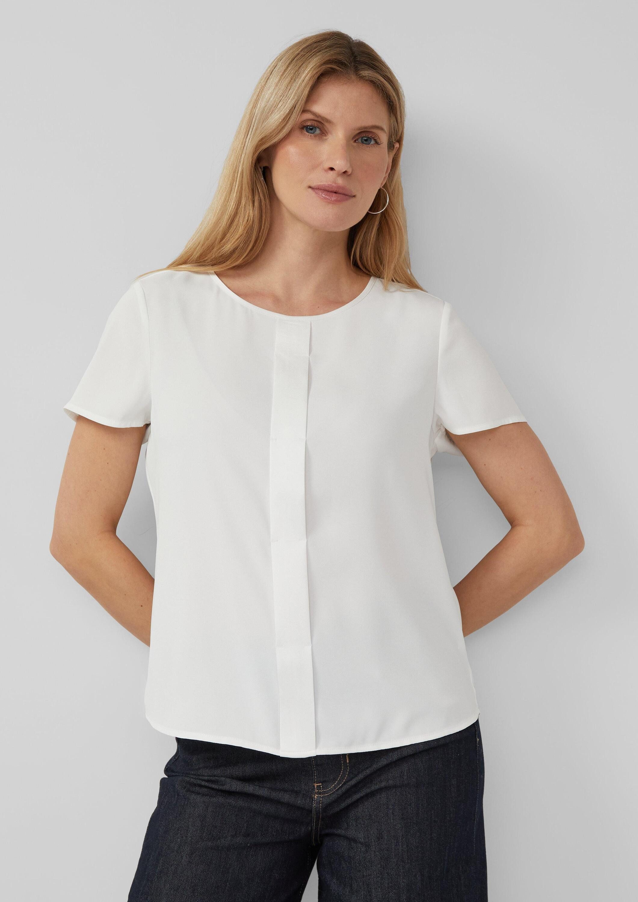 s.Oliver Kurzarmbluse Bluse Lockeres Blusenshirt mit Blende
