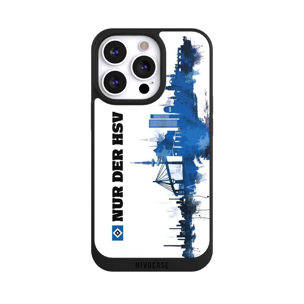 NIVOCASE Handyhülle HSV Offizielles Lizenzprodukt Bundesliga Silhouette - Nur der HSV, Apple iPhone 13 Pro Handyhülle Hülle NIVOpure Case Schwarz