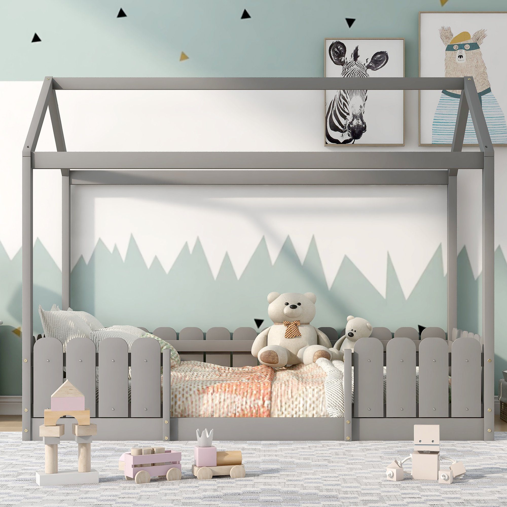 Flieks Kinderbett (1-tlg), Hausbett Kiefernholz 90x200cm ohne Matratze günstig online kaufen