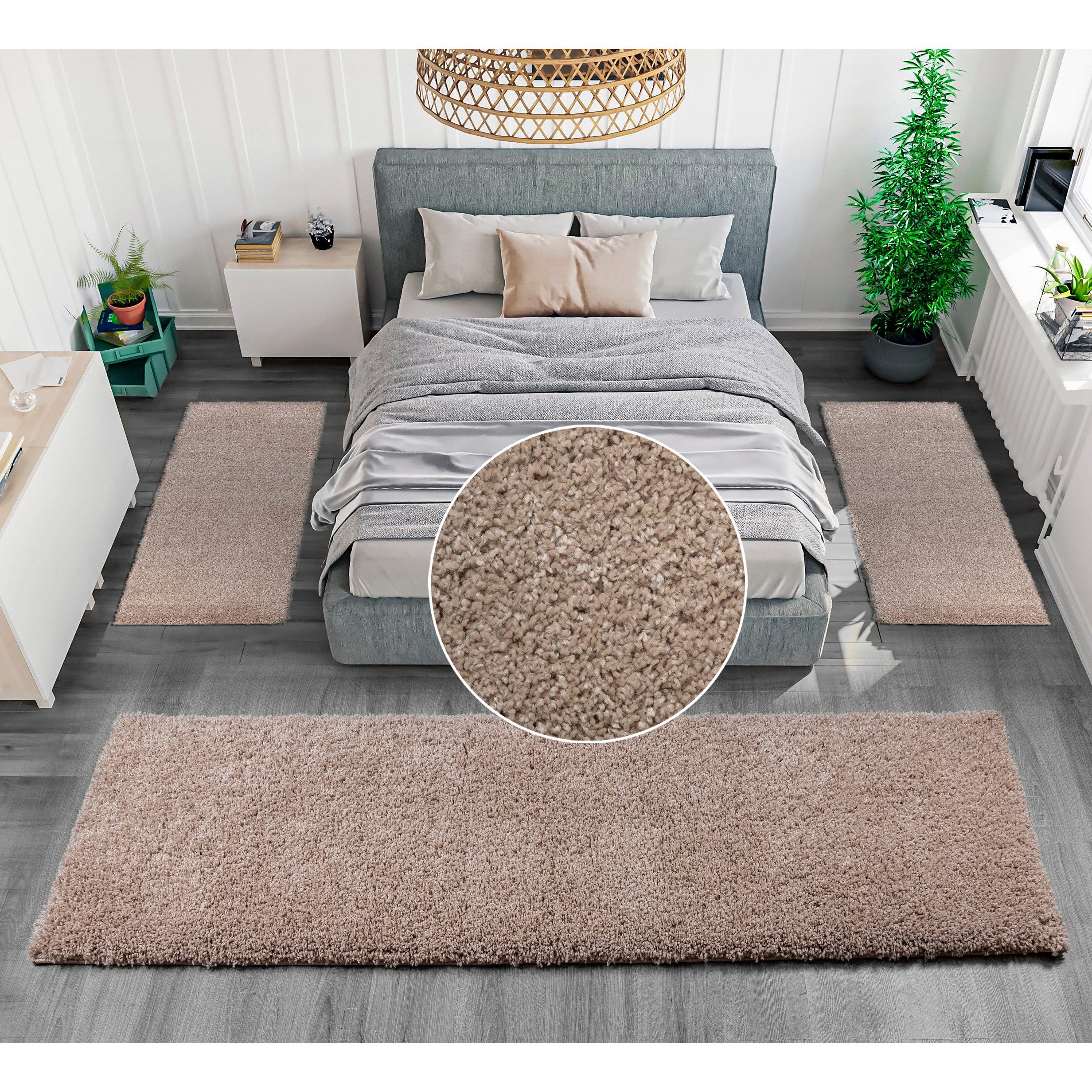 Bruno Banani Bettumrandung Shaggy Soft, Höhe 30 mm, (3-tlg), gewebt, Uni-Fa günstig online kaufen