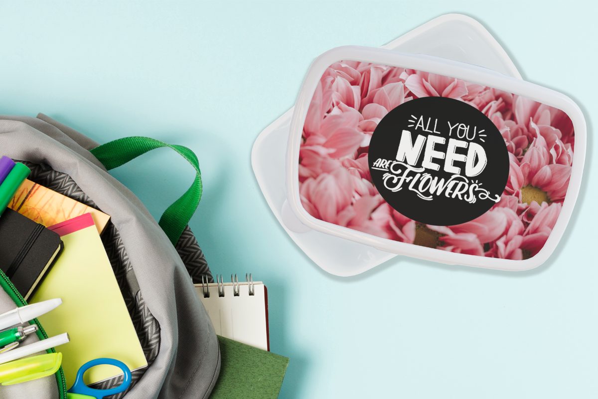MuchoWow Lunchbox Sprichwörter - 'Alles (2-tlg), Erwachsene, und Mädchen Jungs und Blumen' Brotdose, sind Kunststoff, Kinder brauchst - für für was weiß du Zitate, Brotbox