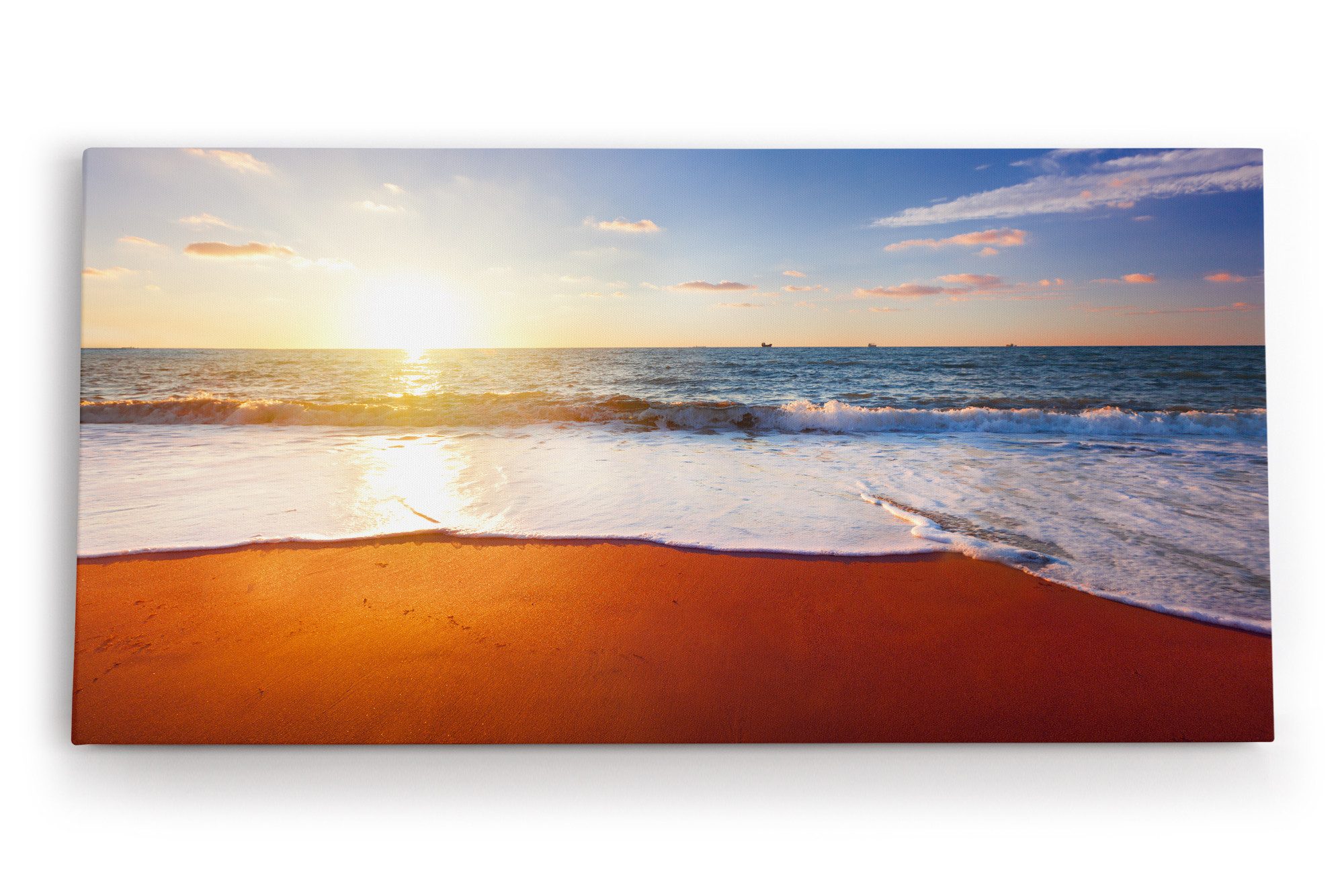 Leinwandbild Strand Meer Horizont Sonnenuntergang Himmel Sonne