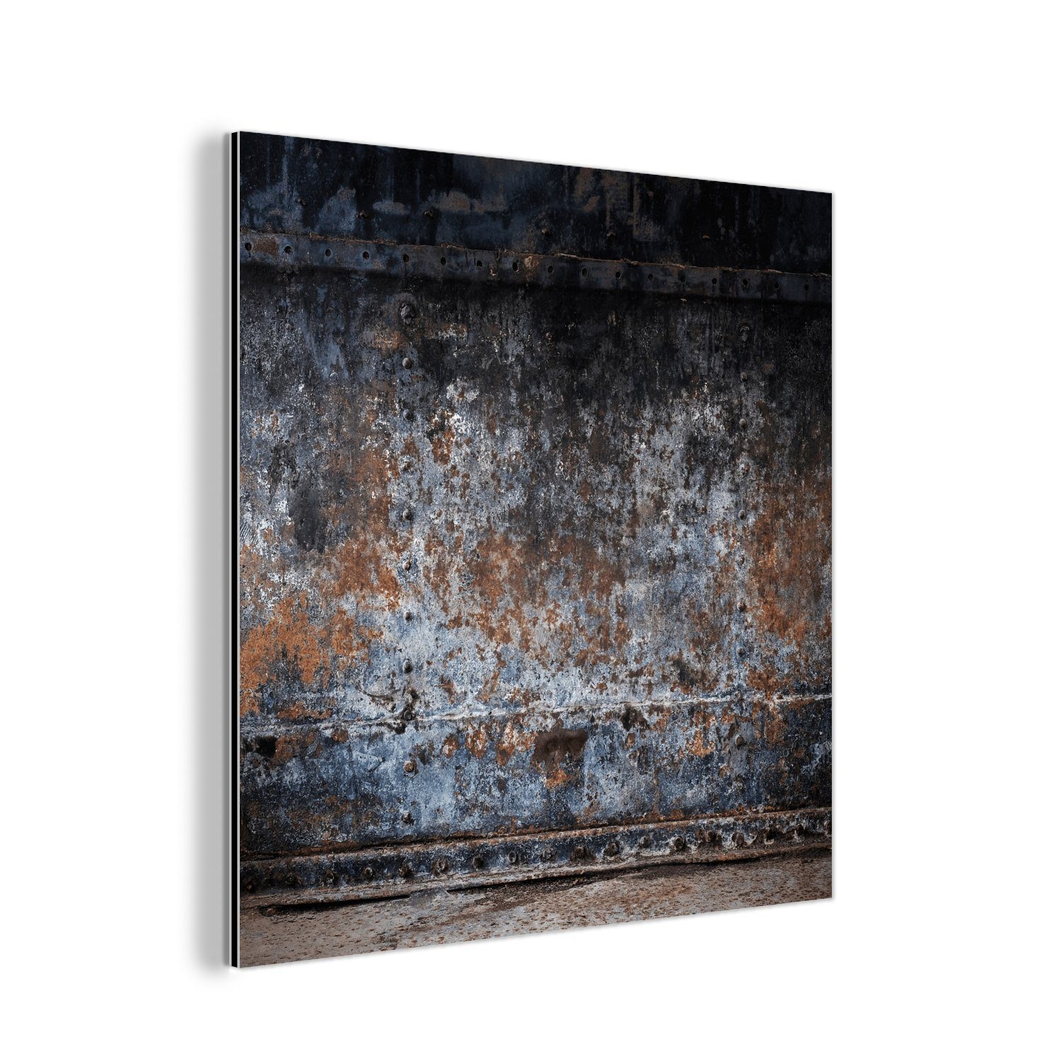 MuchoWow Metallbild Eisen - Vintage - Rost - Grau - Braun - Abstrakt, (1 St), Alu-Dibond-Druck, Gemälde aus Metall, Aluminium deko