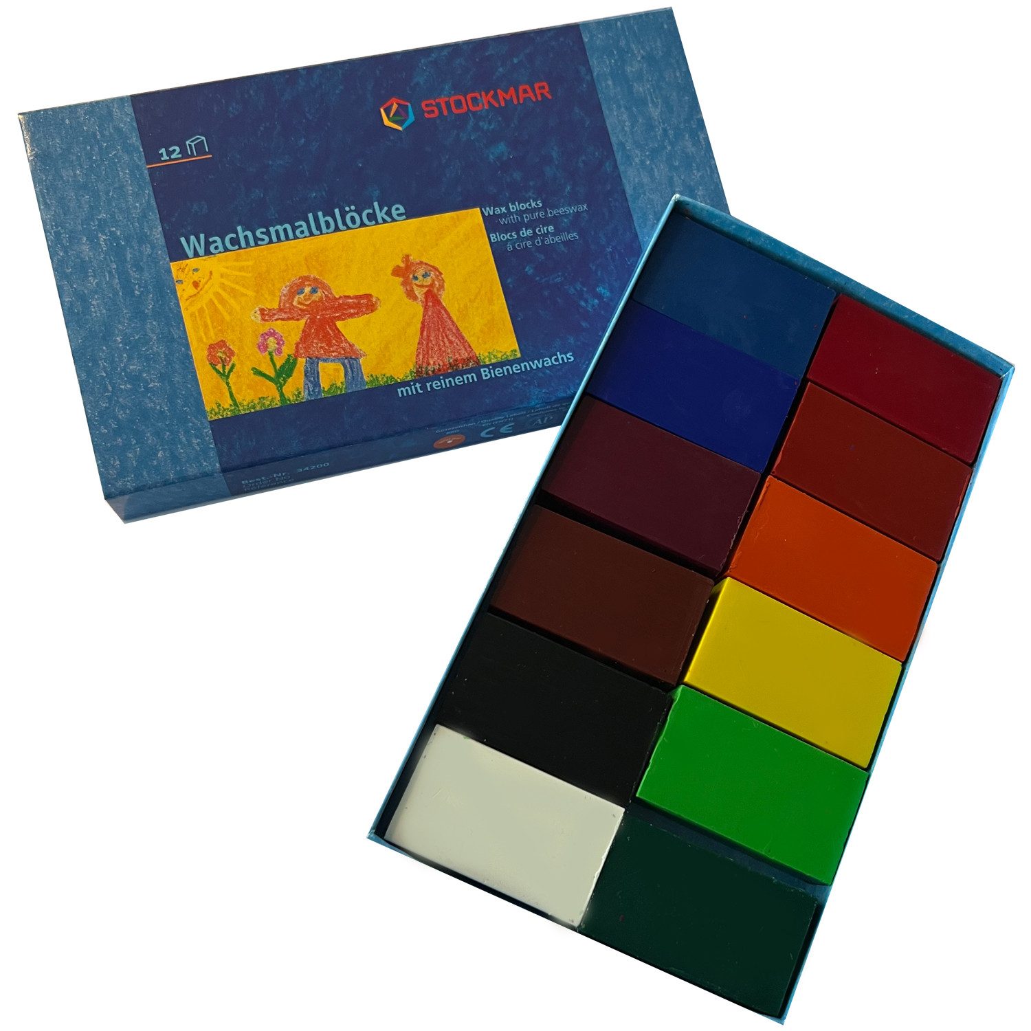 Stockmar Wachsmalstift Stockmar Wachsmalblöcke - 12 Farben im Kartontui