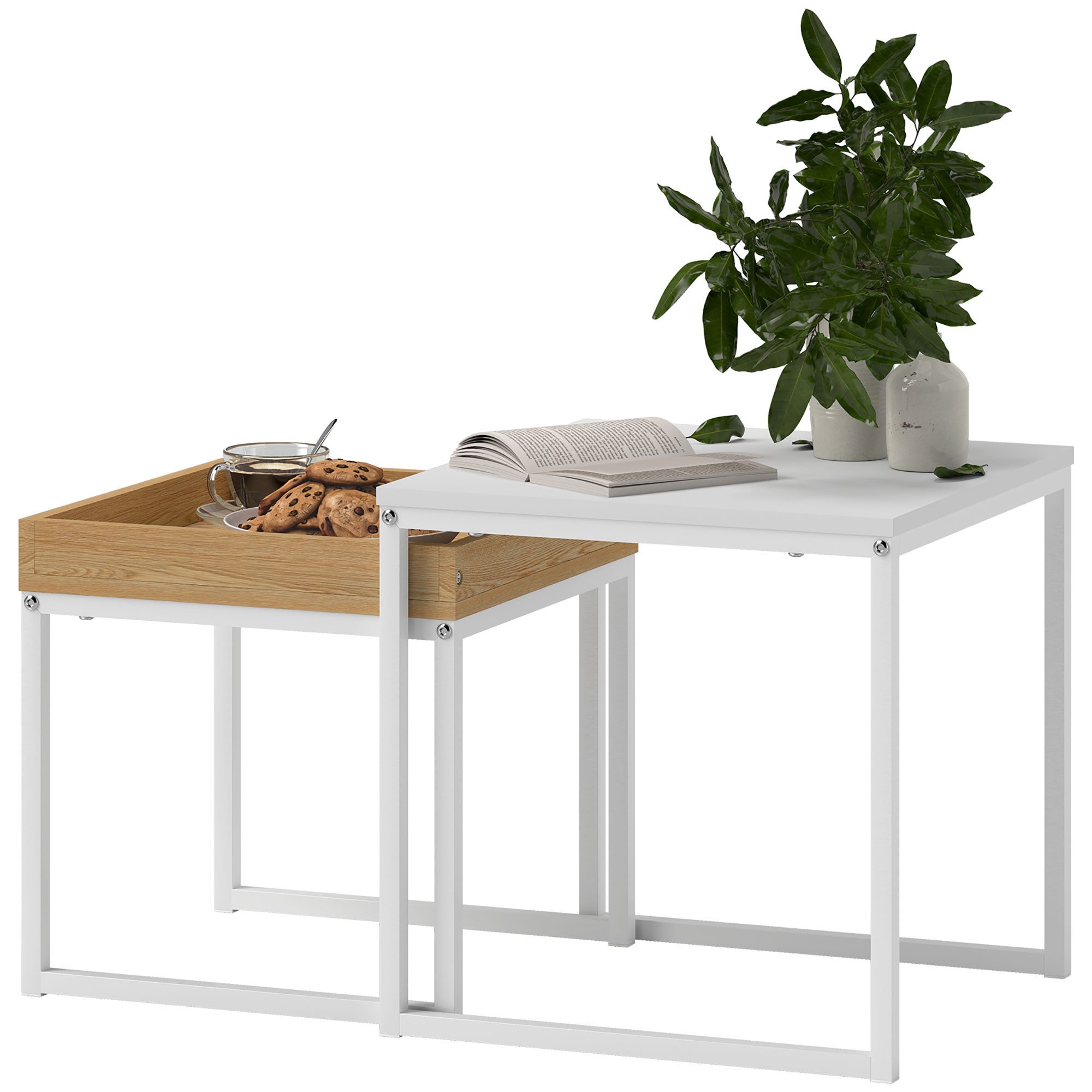 furnicato Couchtisch Moderner 2er-Set quadratisch MDF günstig online kaufen