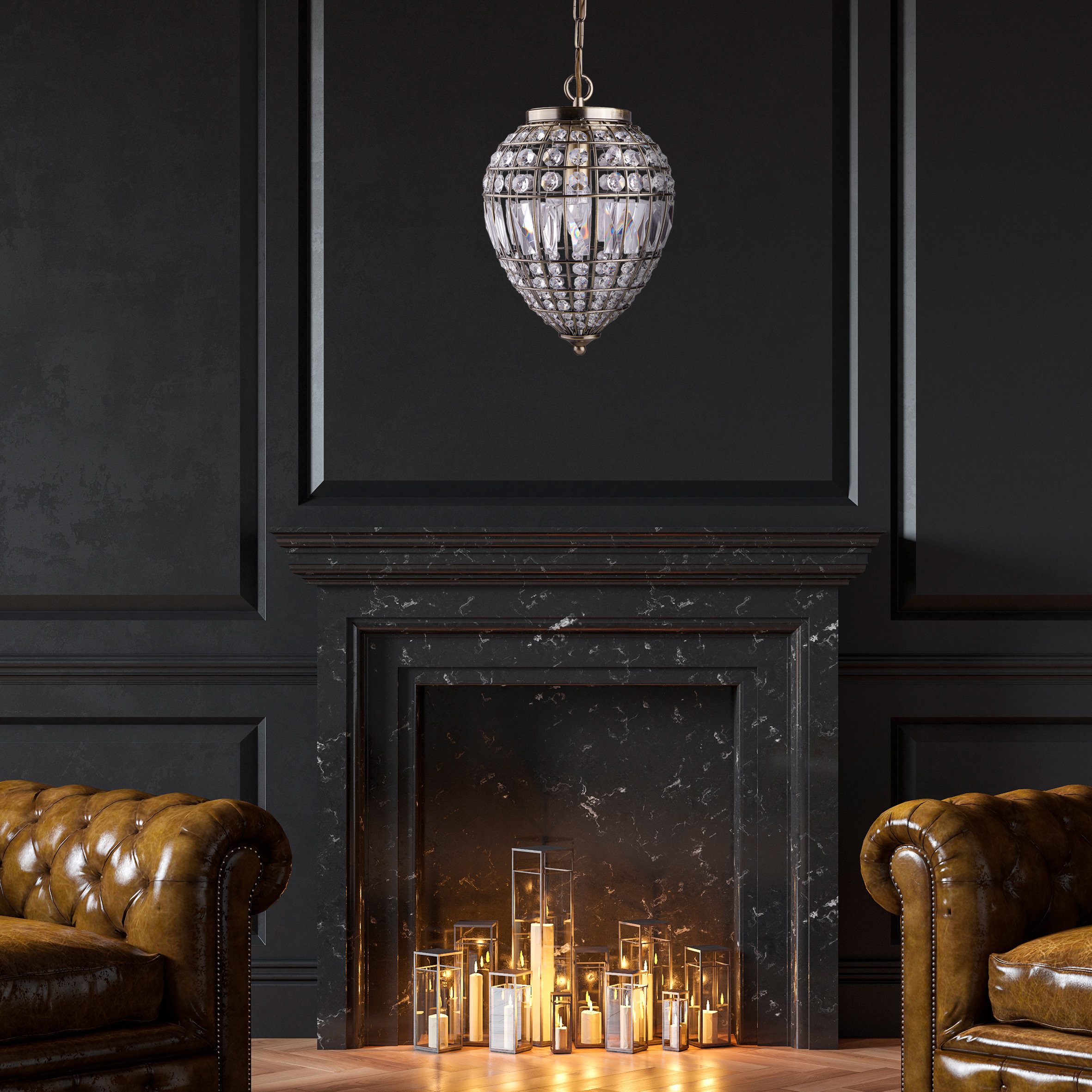 Searchlight Pendelleuchte Pineapple Pendelleuchte - Antikes Messing und Glas, ohne Leuchtmittel