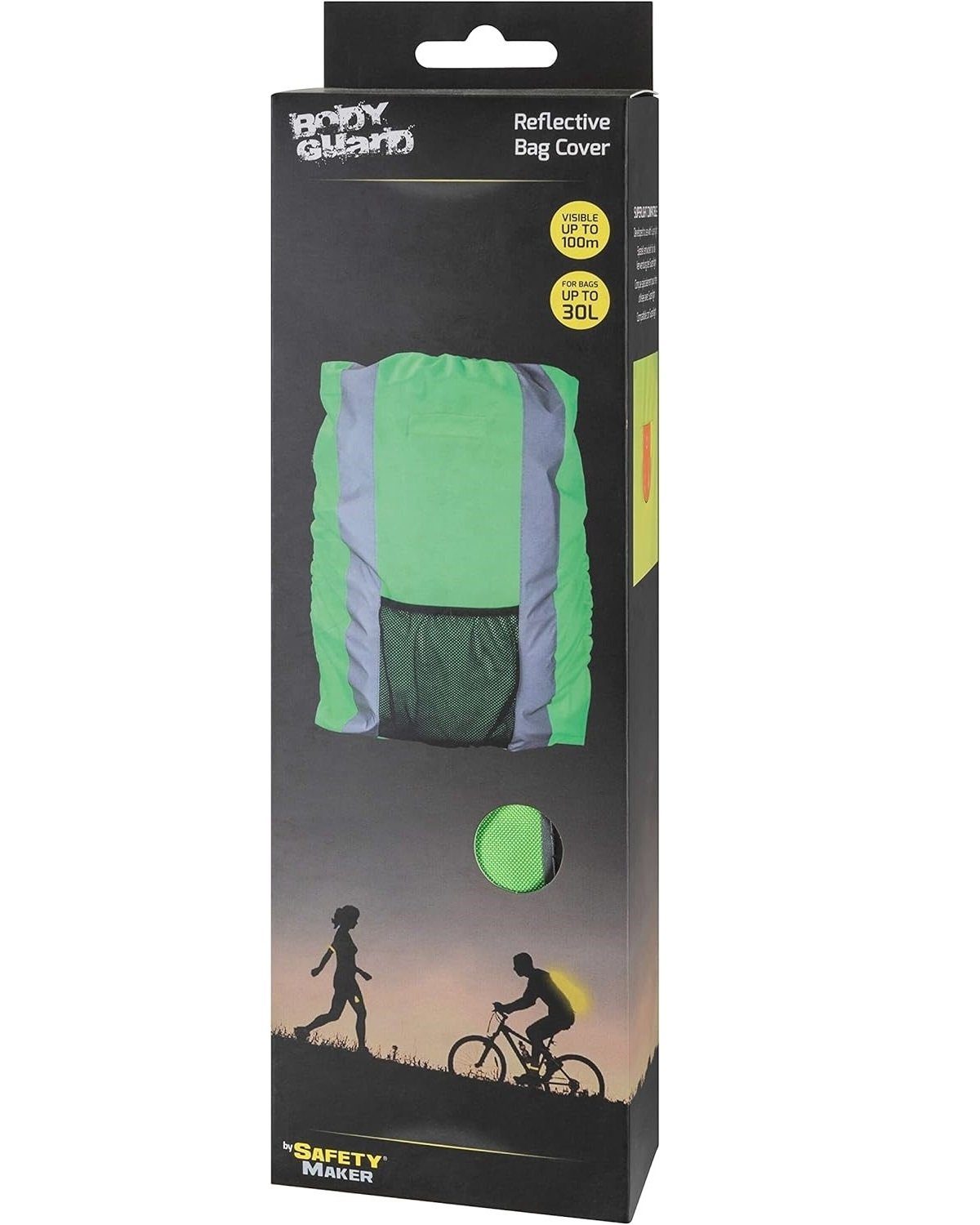 WALSER Campinghocker Safety-Maker Regenabdeckung Regenschutz Grün (1 St), Regenhülle Überzug Sicherheit Reflektor für Rucksack Schulranzen