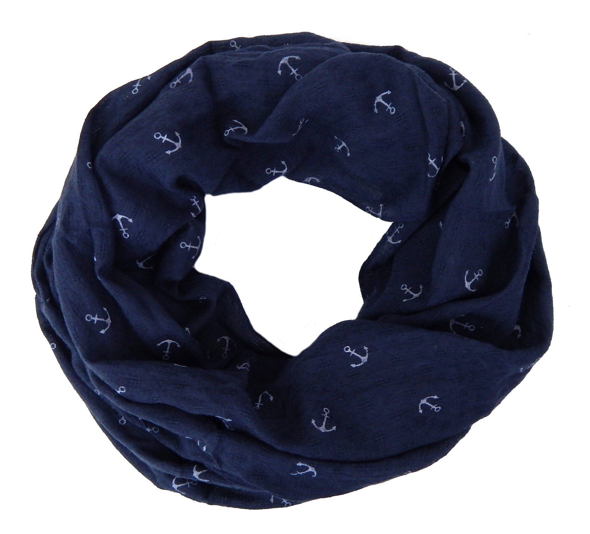 Ella Jonte Loop, maritimer Loop blau weiß Anker Motiv Schal günstig online kaufen
