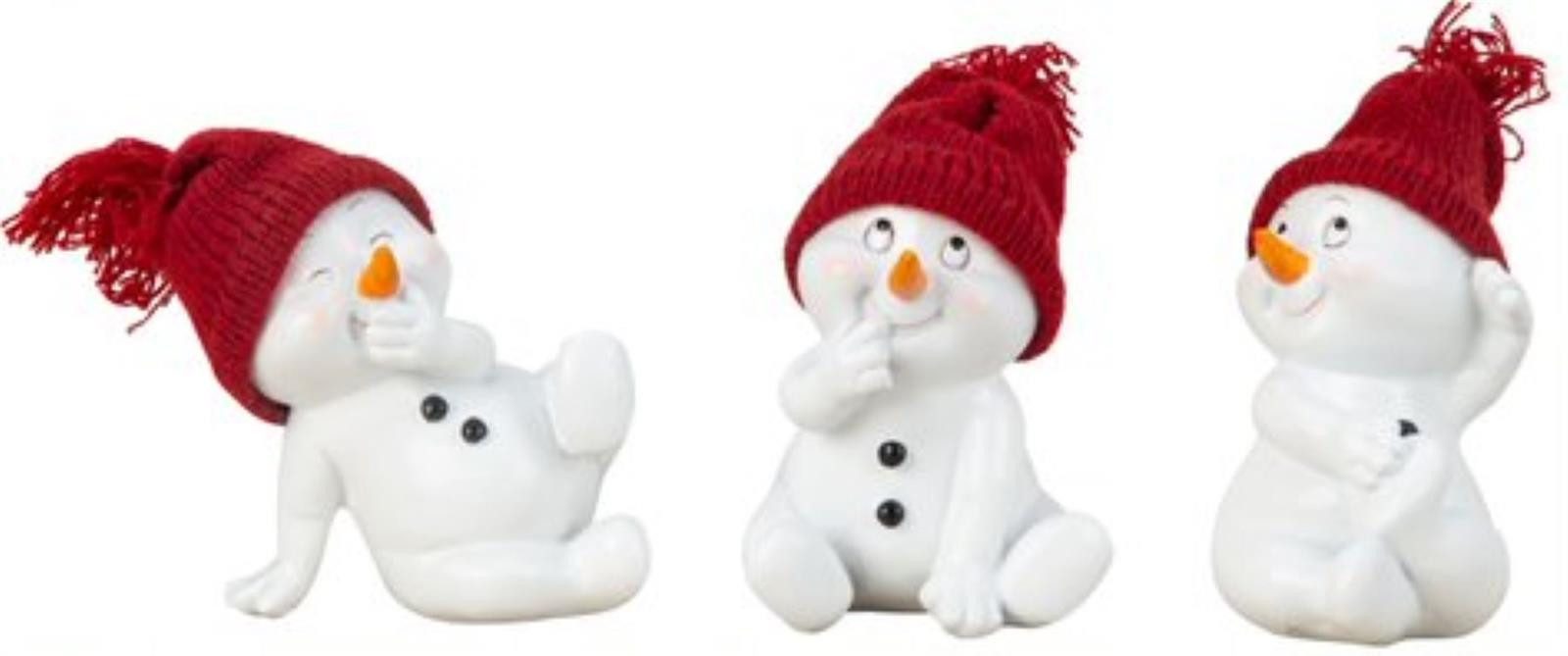 Geschenkestadl Schneemann 3 x Schneemann sitzend 11,5cm Weihnachten Winter versch. Varianten