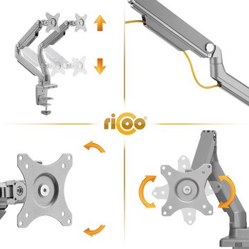 RICOO TS8811 Monitor-Halterung, (bis 32 Zoll, Tischhalterung 2 Monitore Dual Monitorständer Bildschirm schwenkbar)