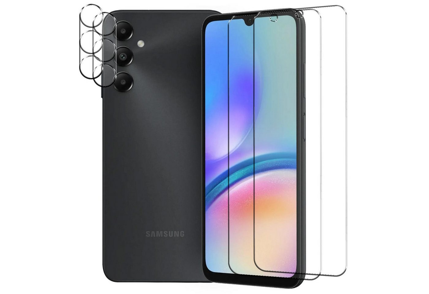 CoolGadget Schutzfolie Panzerfolie für Samsung Galaxy A05s, (Spar-Set 4in1, 2x Displayschutz, 2x Kameraschutz), Panzerglas Schutzfolie für Samsung Galaxy A05s
