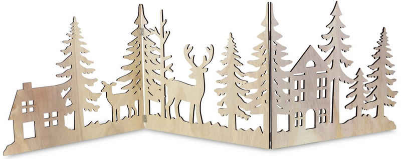 RIFFELMACHER & WEINBERGER Weihnachtsszene Winterlandschaft, Weihnachtsdeko, Silhouette aus Holz, Länge 134 cm, Höhe 40 cm