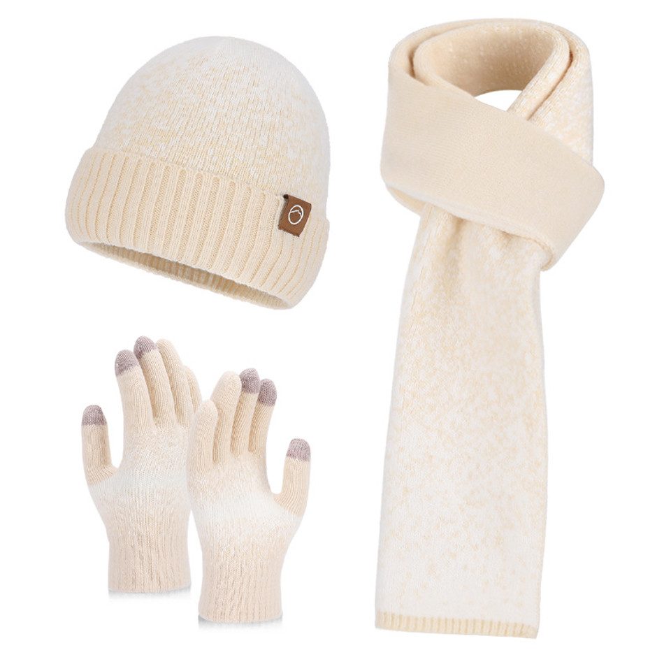 Zaewry Mütze & Schal Winter-Strickmütze, Schal und Handschuhe 3-teiliges Set, dicke Strickmütze, Touchscreen-Handschuhe und warmer Schal