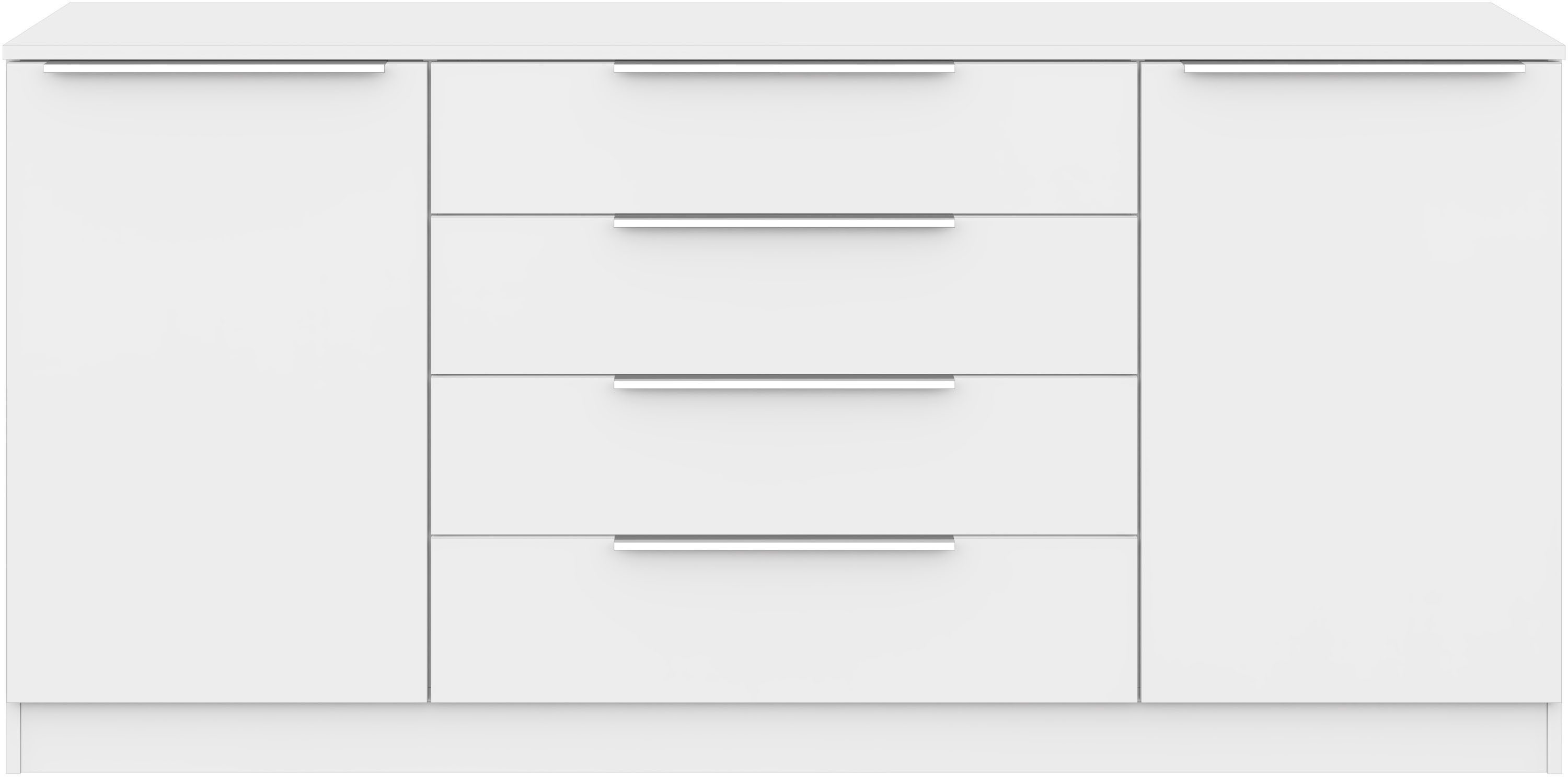 borchardt Möbel Kommode Oliva, Kommode mit Metallgriffen, Modernes Sideboard mit 2 Türen und 4 Schubkästen, Breite 166 cm