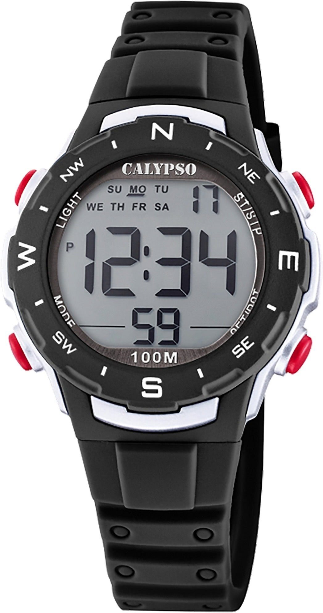 CALYPSO WATCHES Digitaluhr Calypso Unisex Uhr Digital Sport K5801/6, Damen,  Herrenuhr rund, mittel (ca. 35mm) Kunststoffarmband, SportStyle