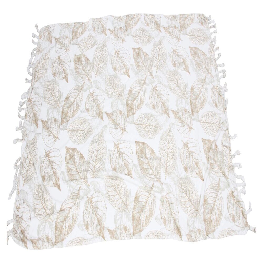 Wohndecke Kuscheldecke Blätter Weich Fransen 140 x 200 Weiß Decke Wohnzimmer, Home-trends24.de, Extra weich – Bild 3 von 4