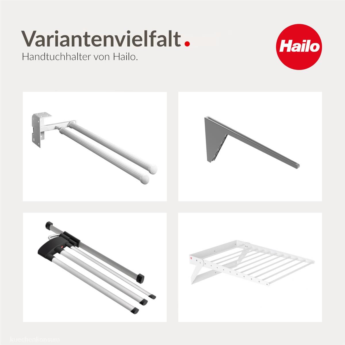 Hailo Teleskop-Handtuchhalter Hailo Handtuchhalter 3143901 reinweiß 3-teilig 430 mm ausziehbar – Bild 5 von 5
